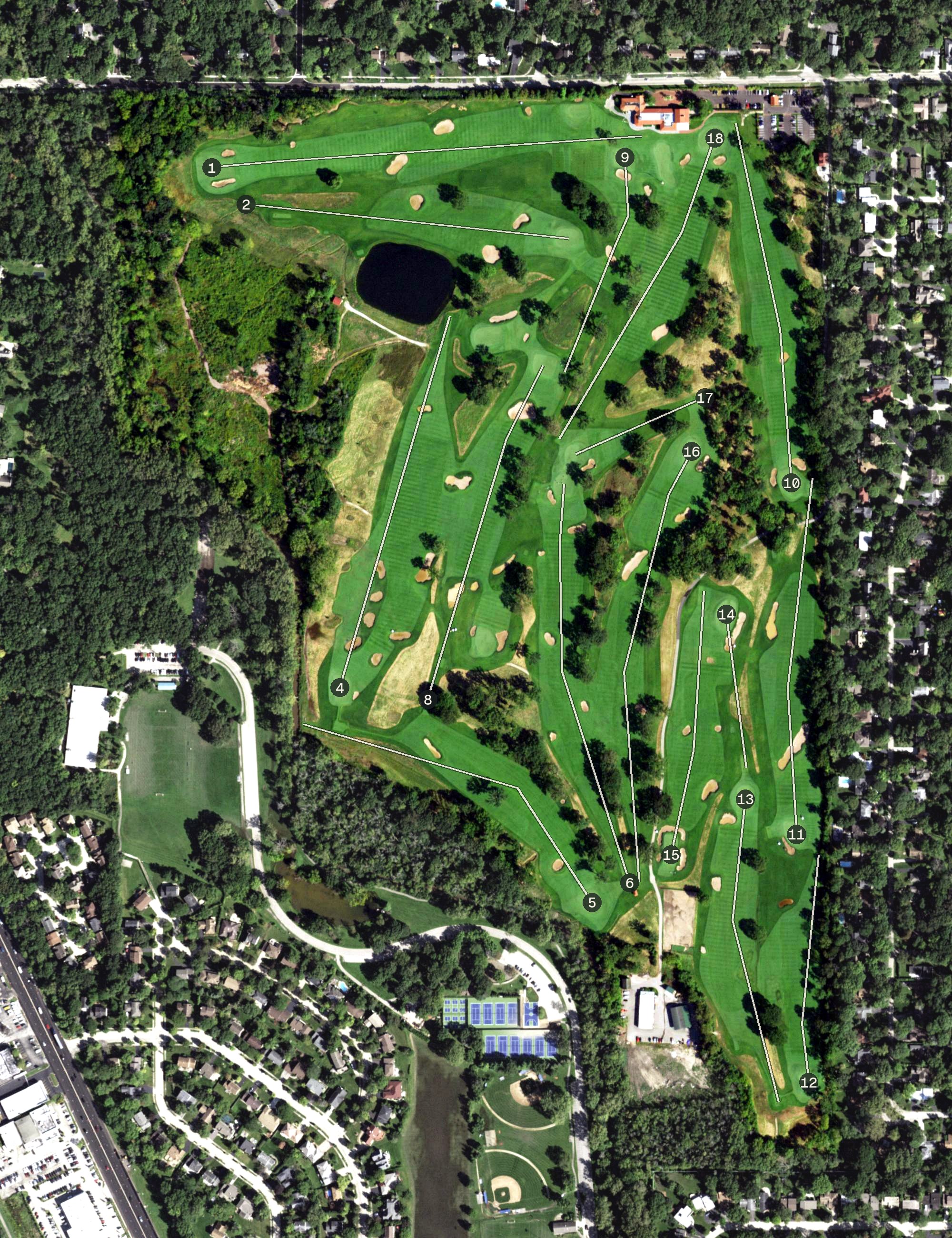 Aerial view of Old Elm Club, IL