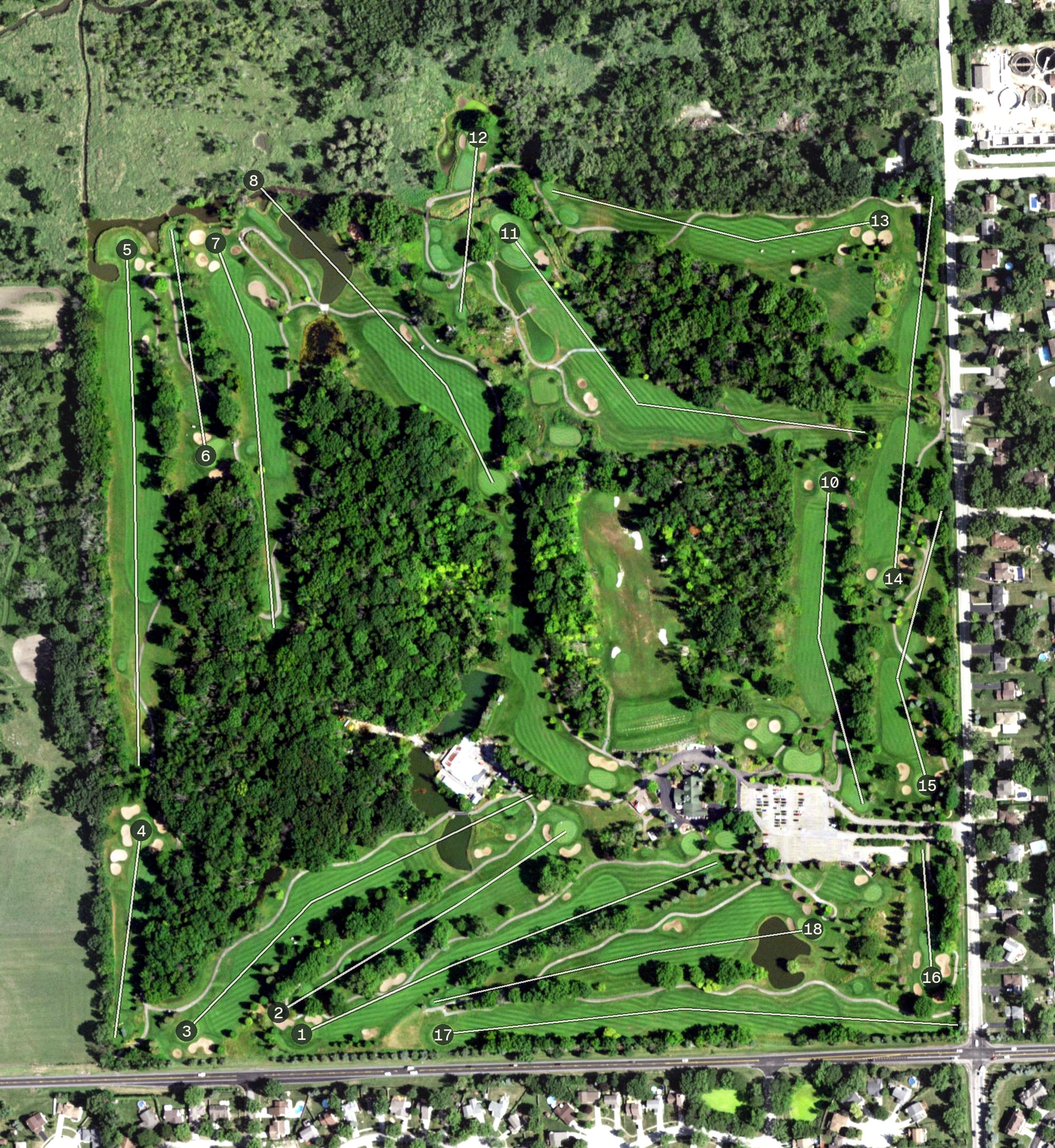 Aerial view of Old Oak Country Club, IL