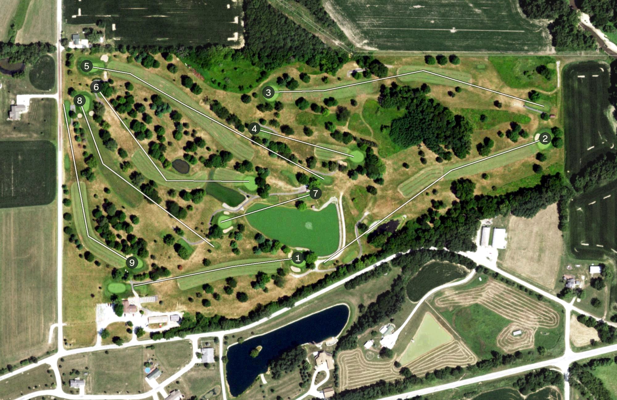 Aerial view of Old Orchard Country Club, IL