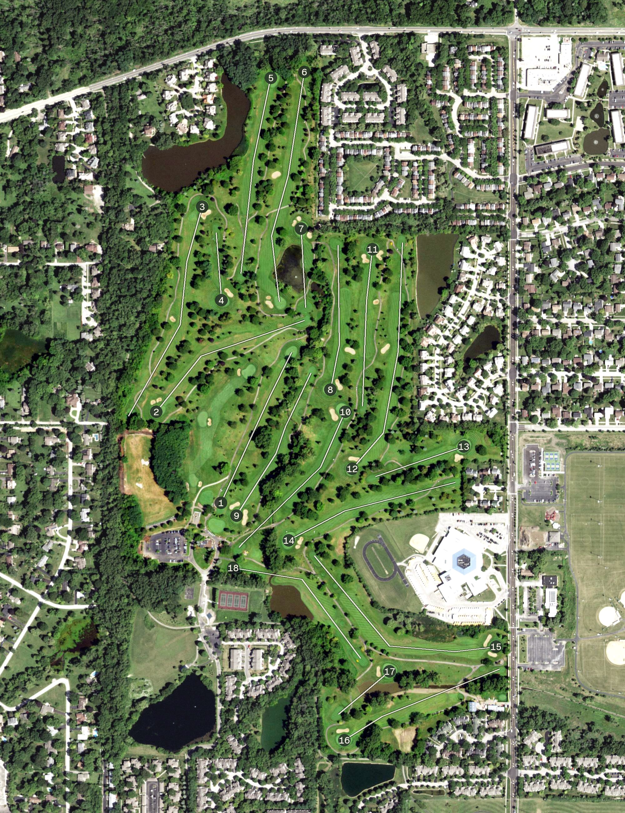 Aerial view of Palatine Hills Golf Course, IL