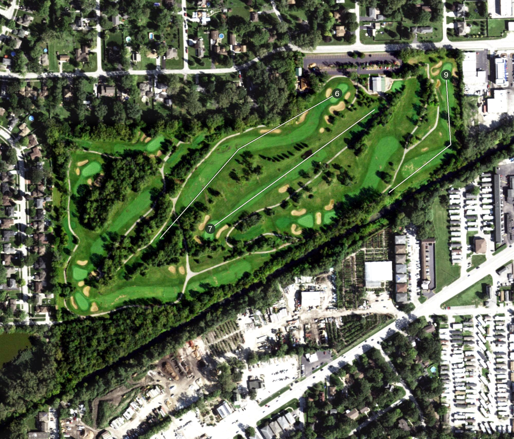 Aerial view of Palos Hills Golf Club, IL