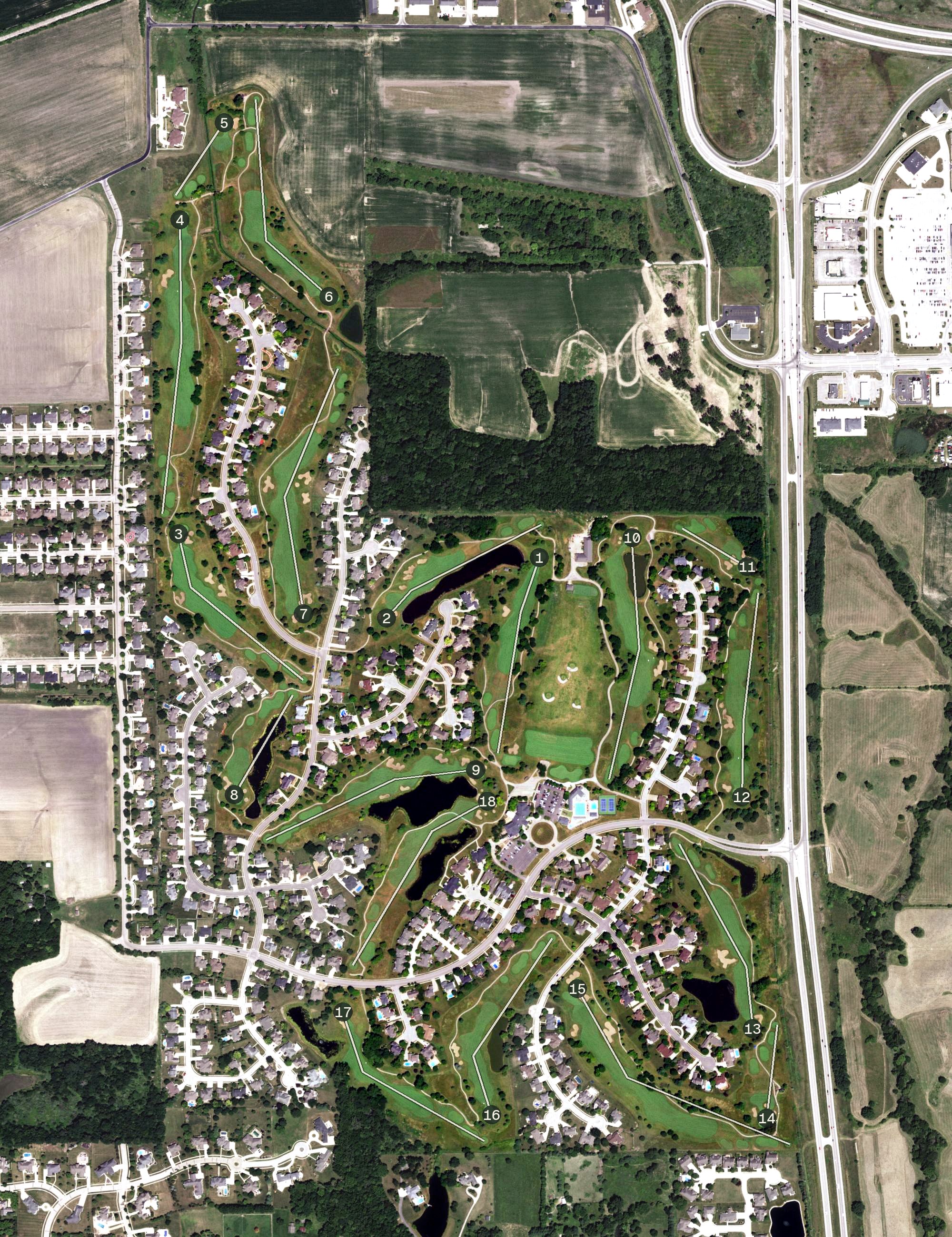 Aerial view of Panther Creek Country Club, IL