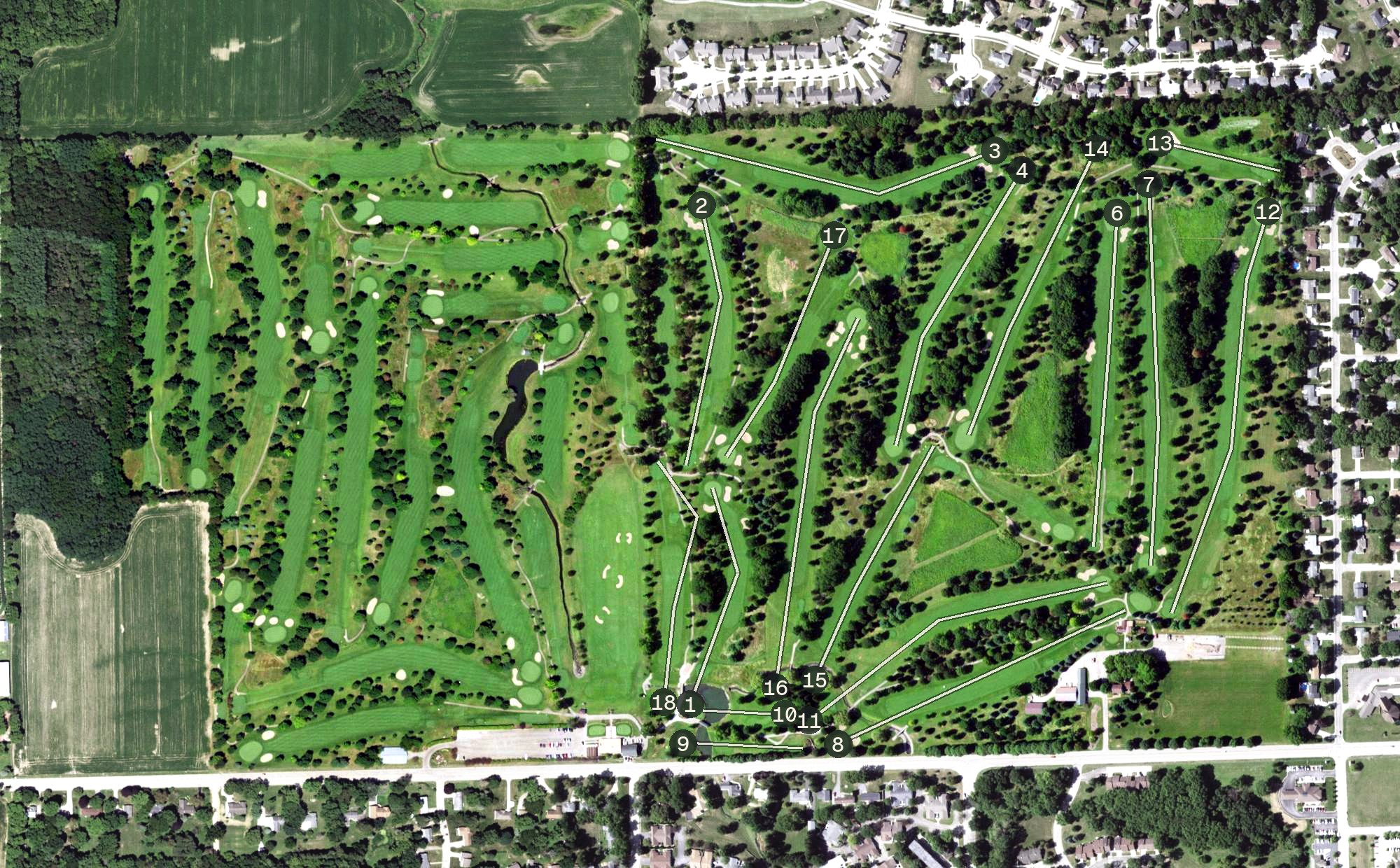 Aerial view of Park Hills Golf Course, IL