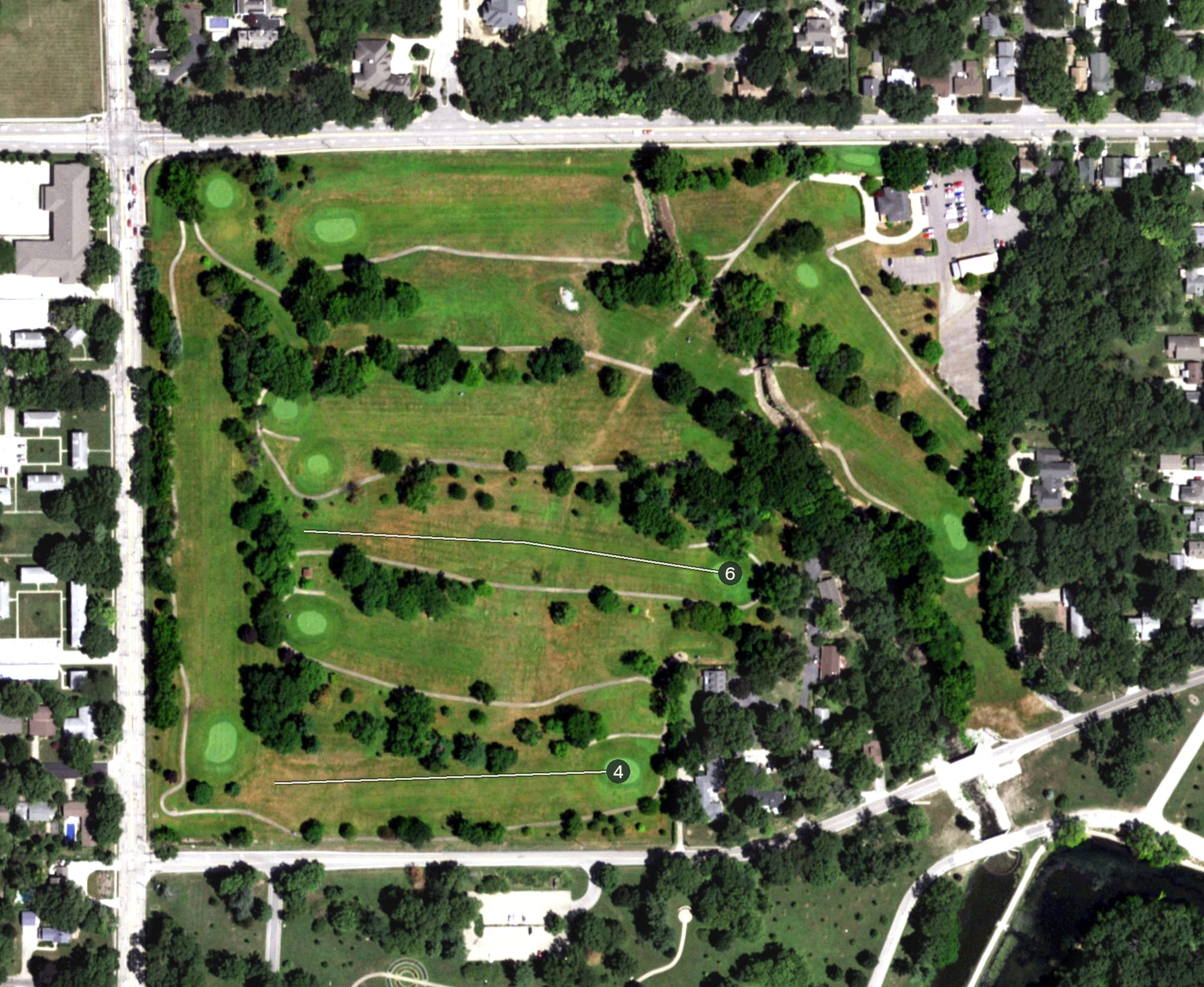 Aerial view of Pasfield Golf Course, IL
