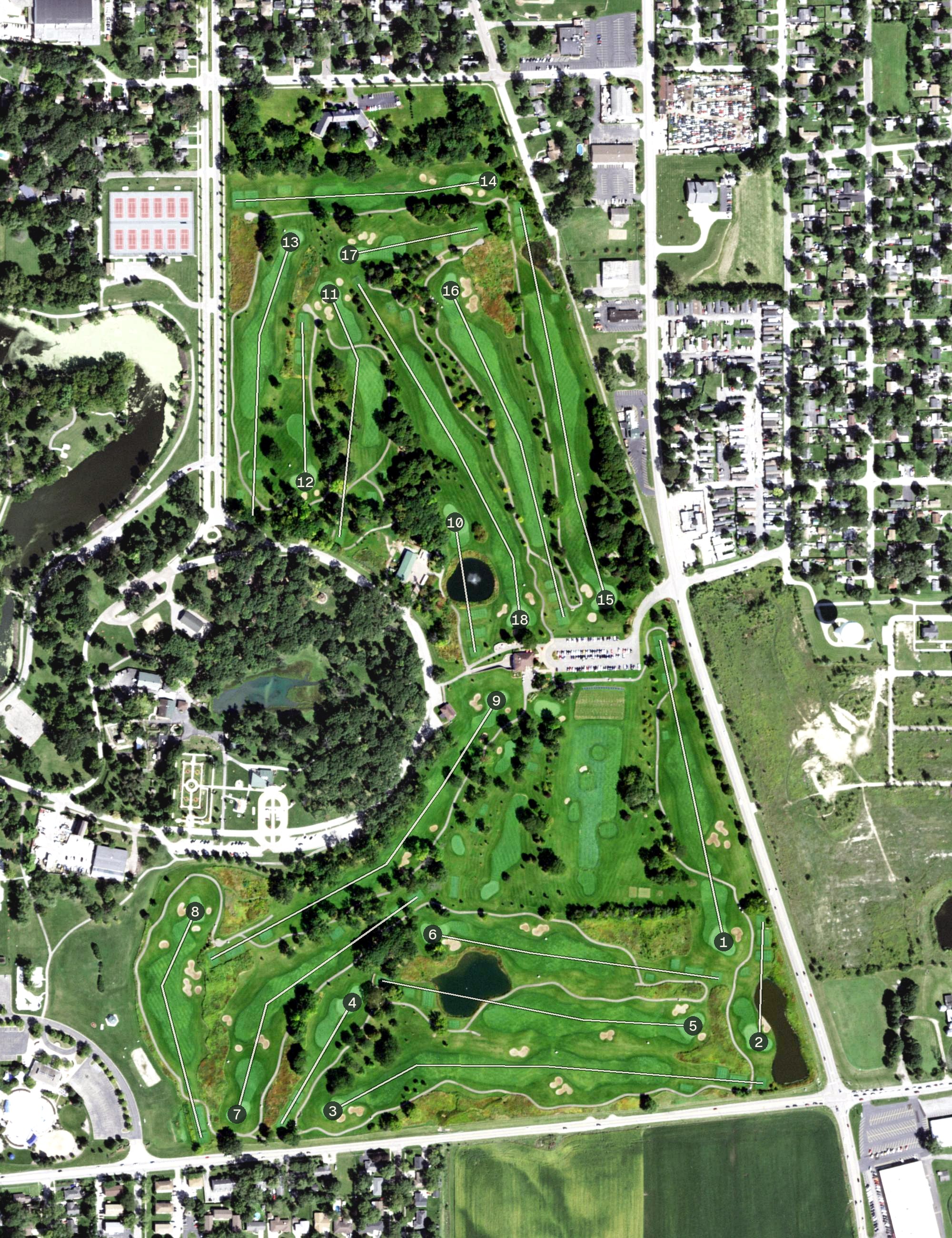 Aerial view of Phillips Park Golf Course, IL