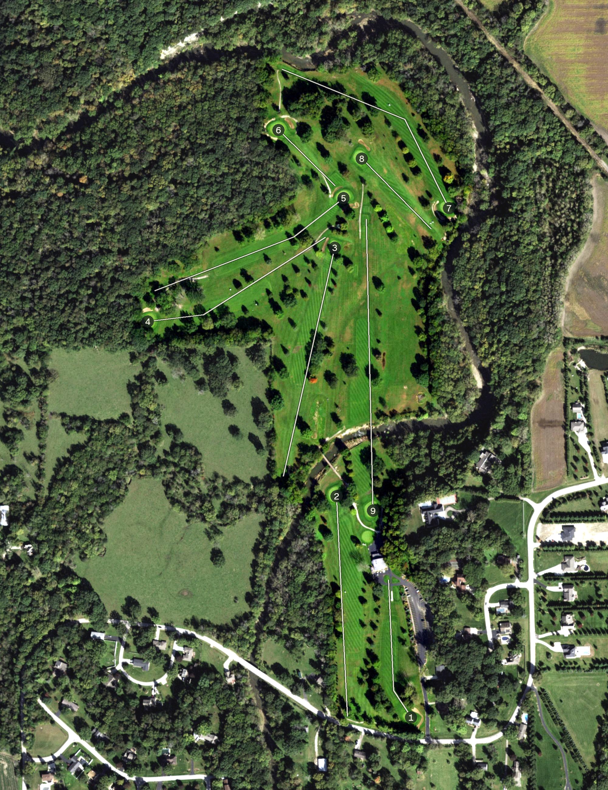 Aerial view of Pine Hills Golf Club, IL