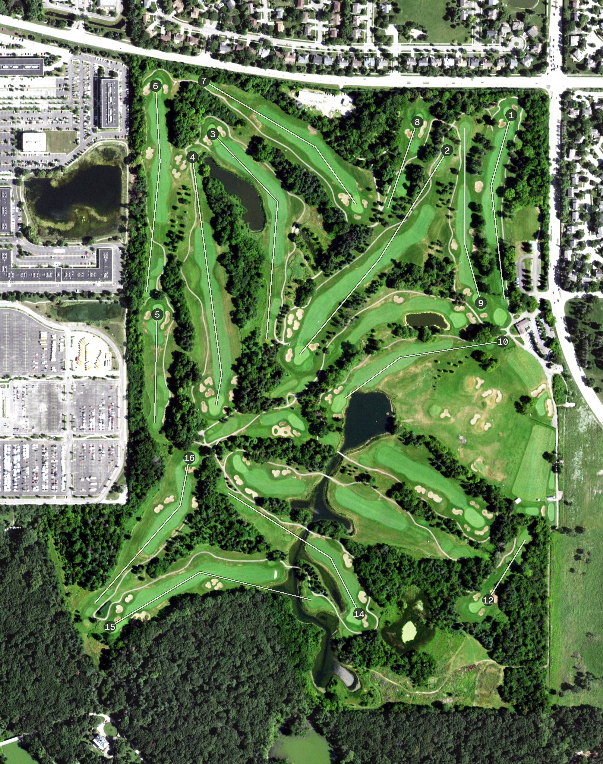 Aerial view of Pine Meadow Golf Club, IL