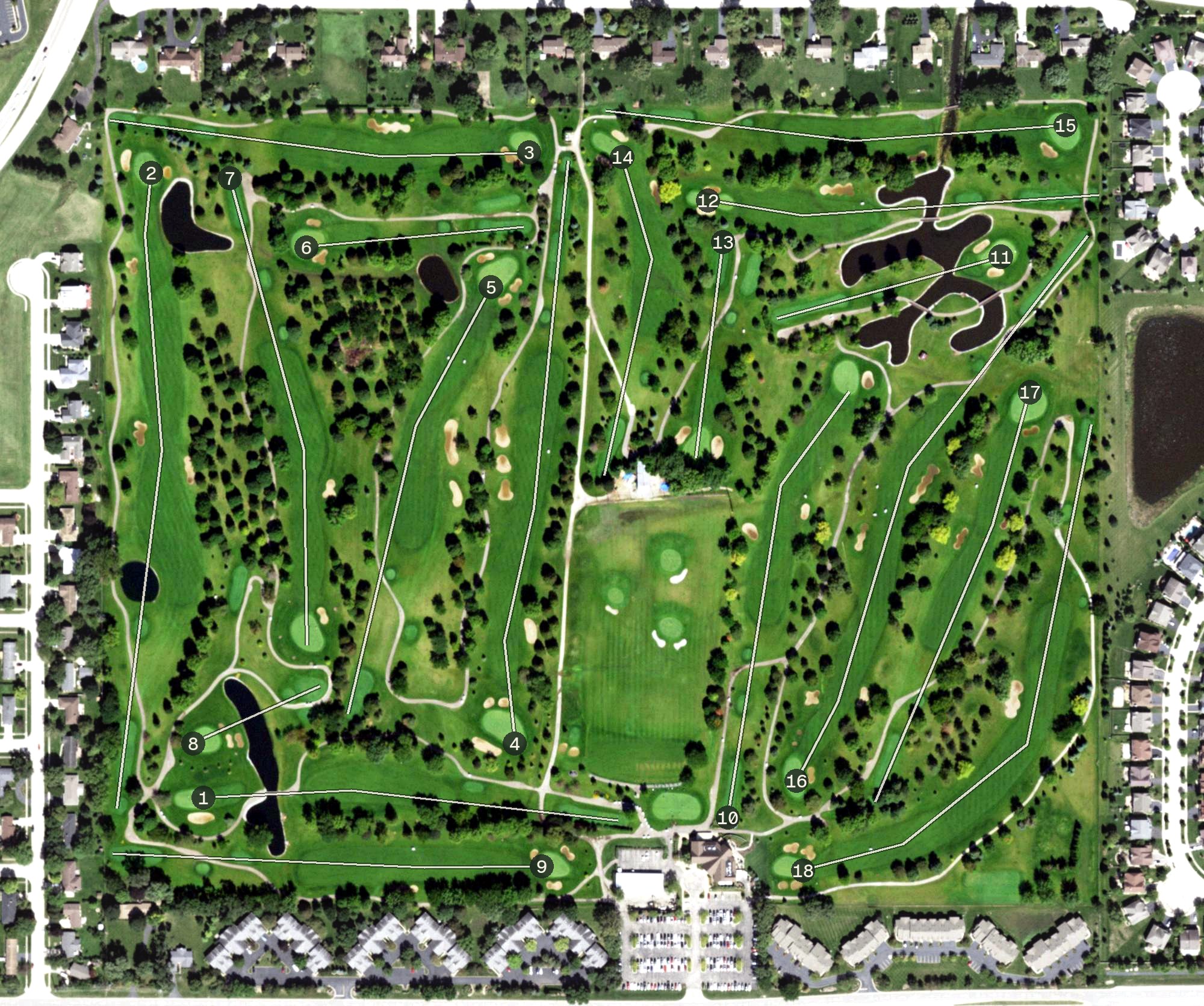 Aerial view of Pinecrest Golf Course, IL