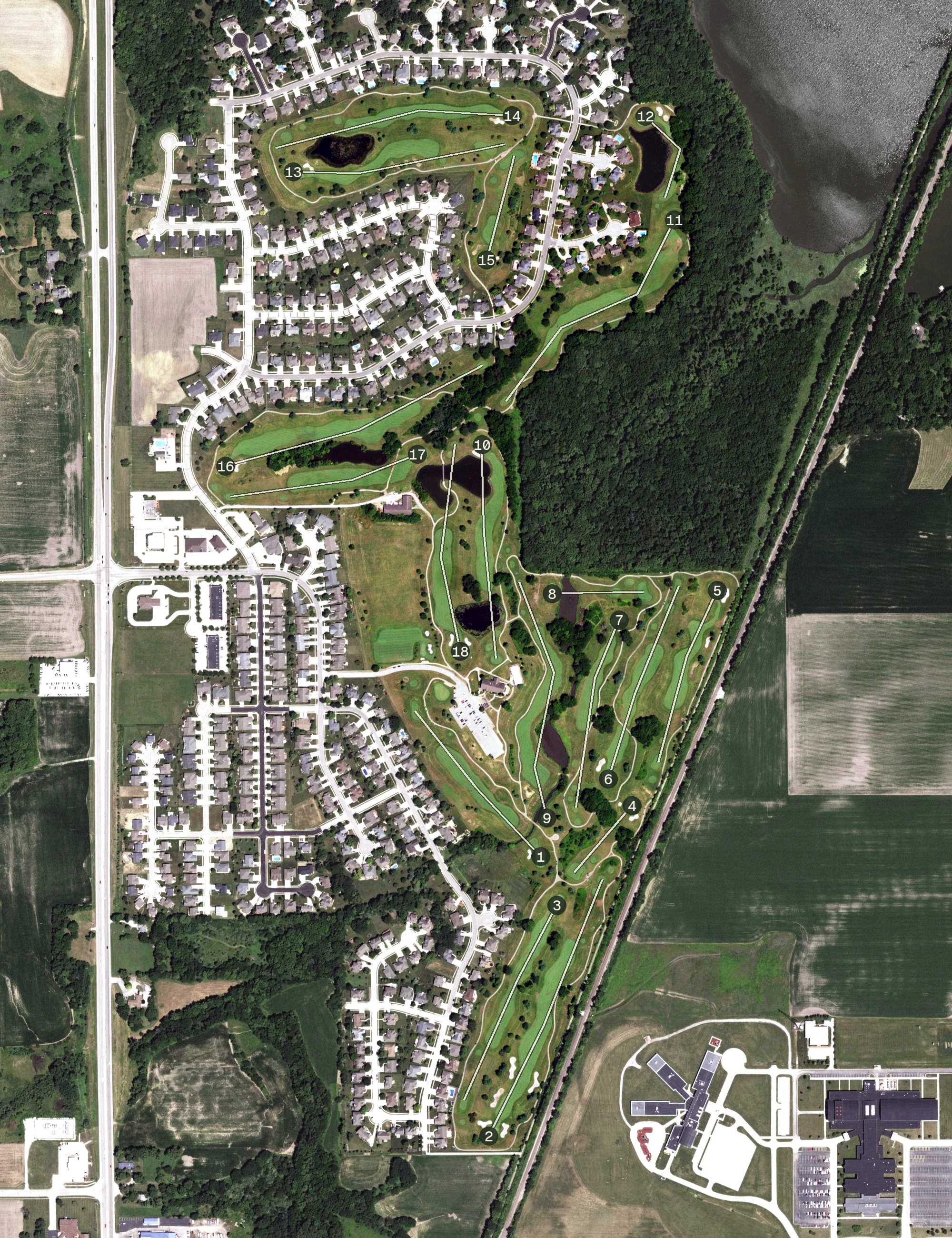 Aerial view of Piper Glen Golf Course, IL