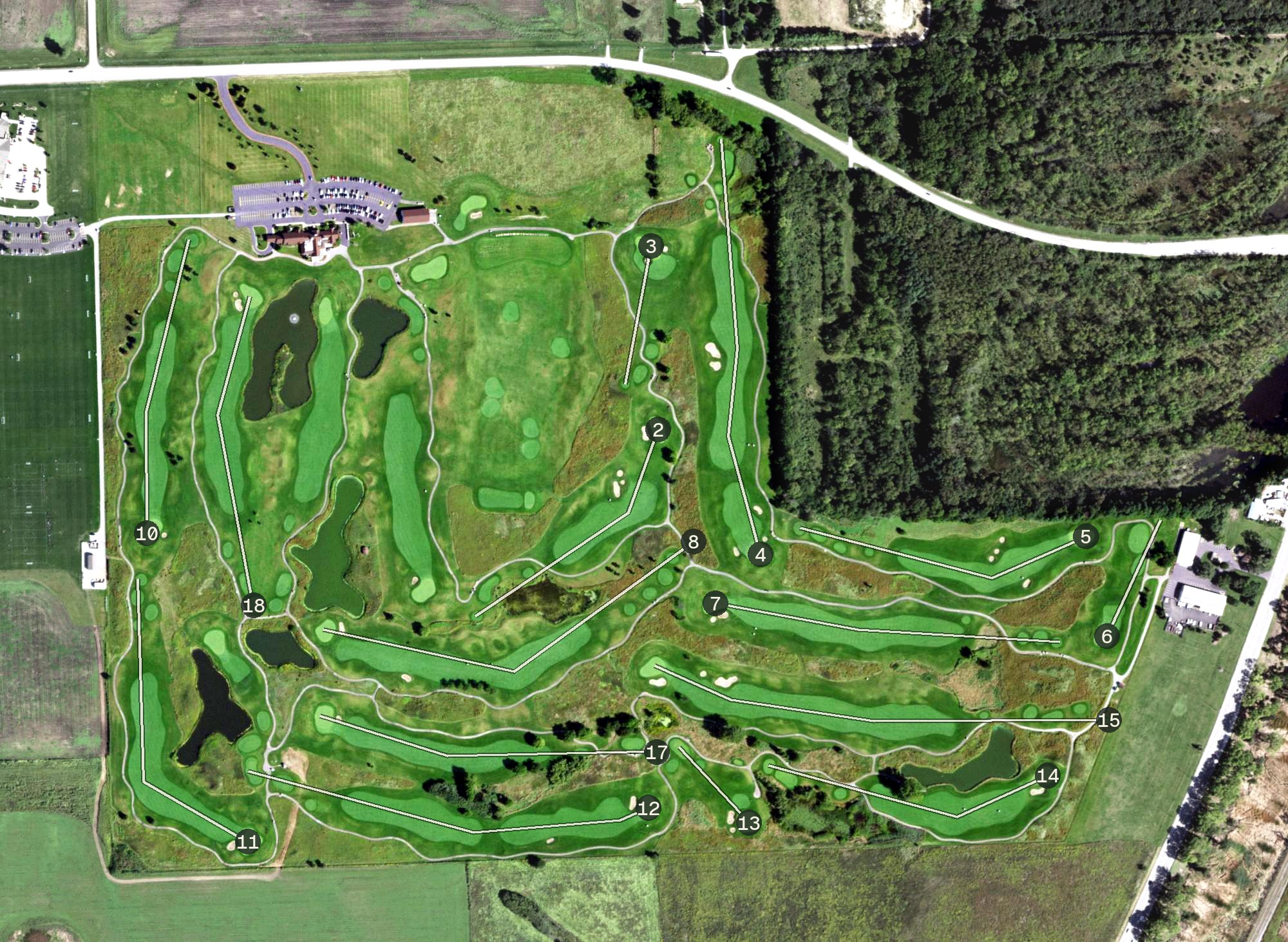Aerial view of Prairie Bluff Public Golf Club, IL
