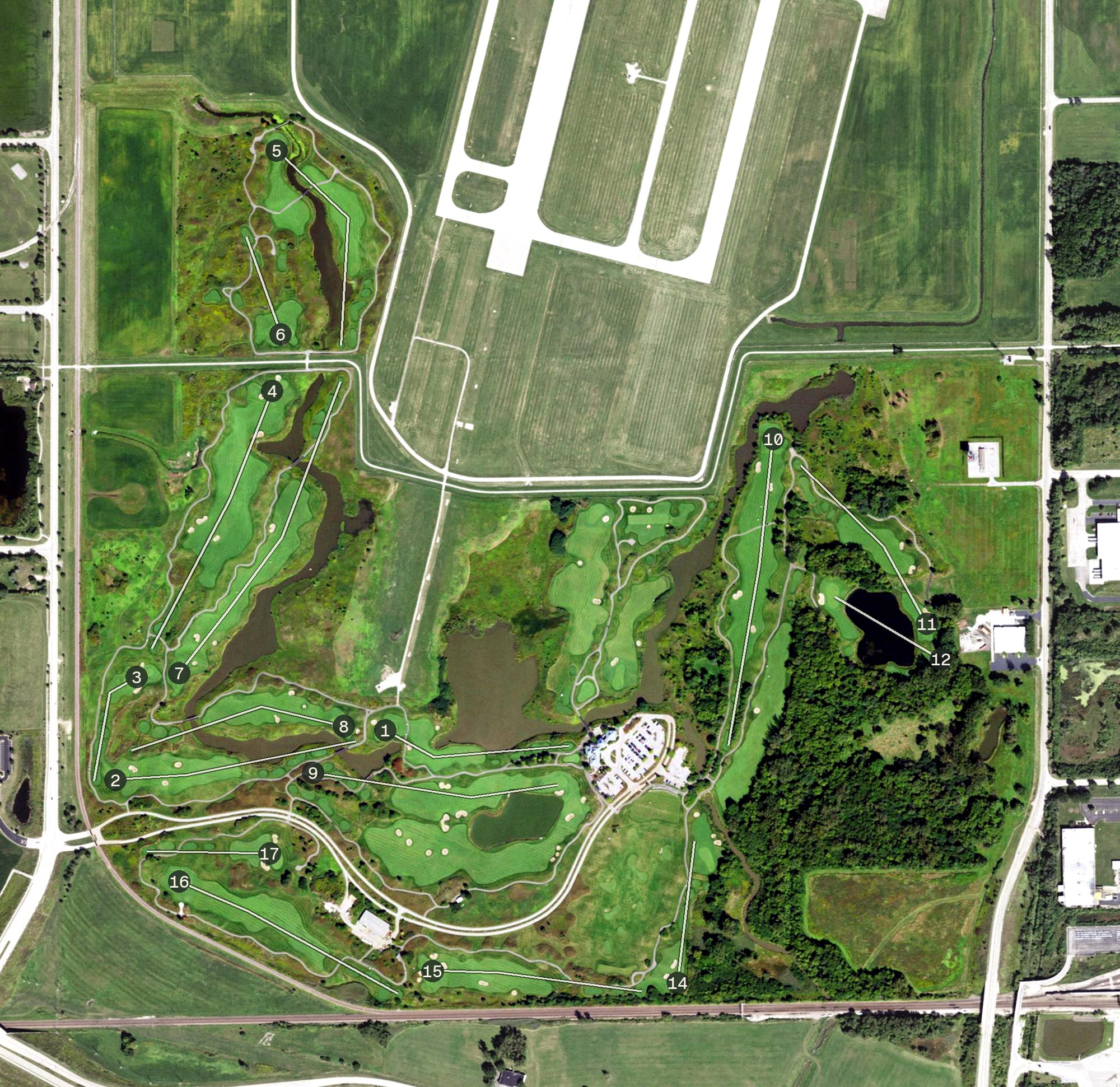 Aerial view of Prairie Landing Golf Club, IL