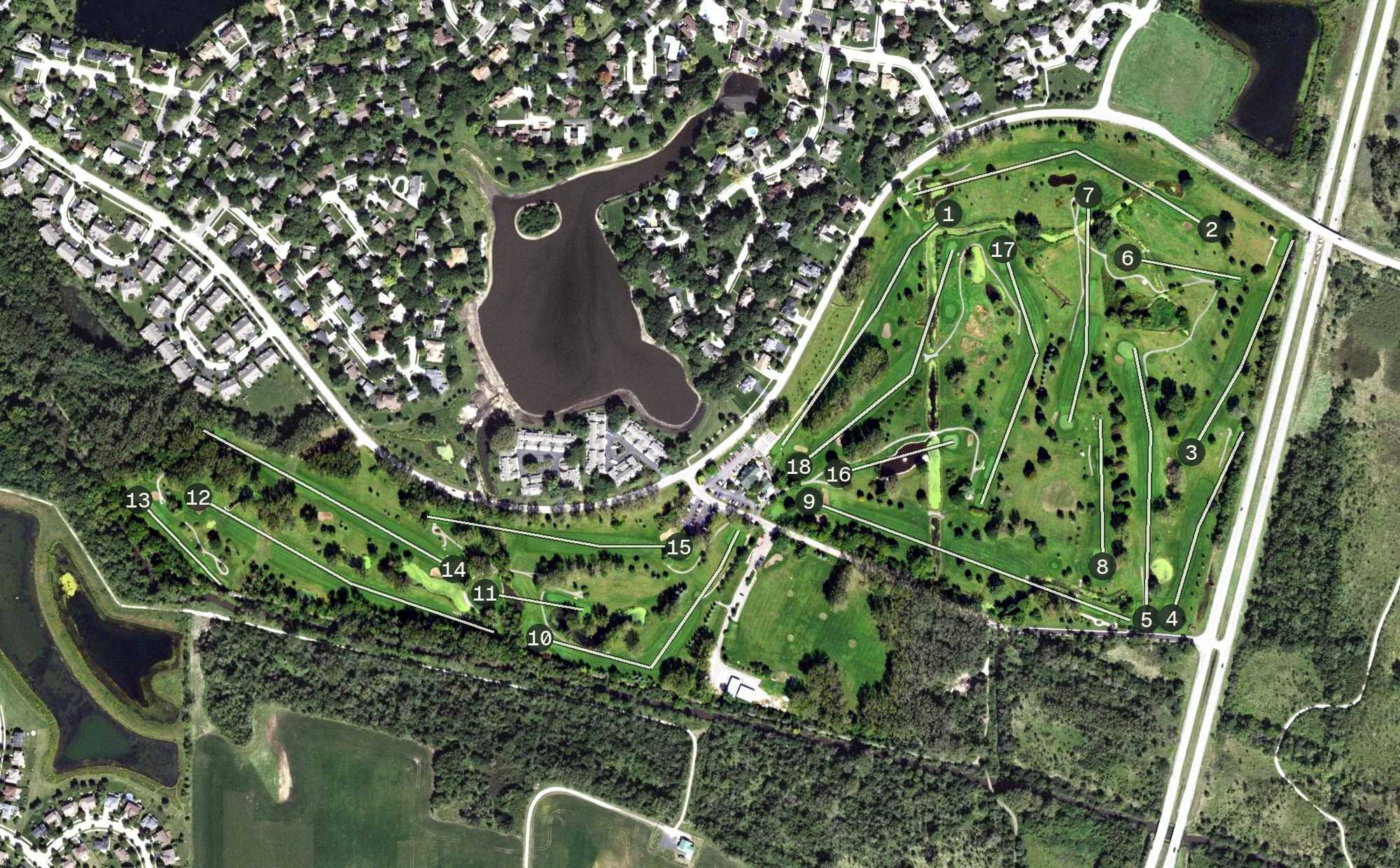 Aerial view of Bliss Creek Golf Course, IL