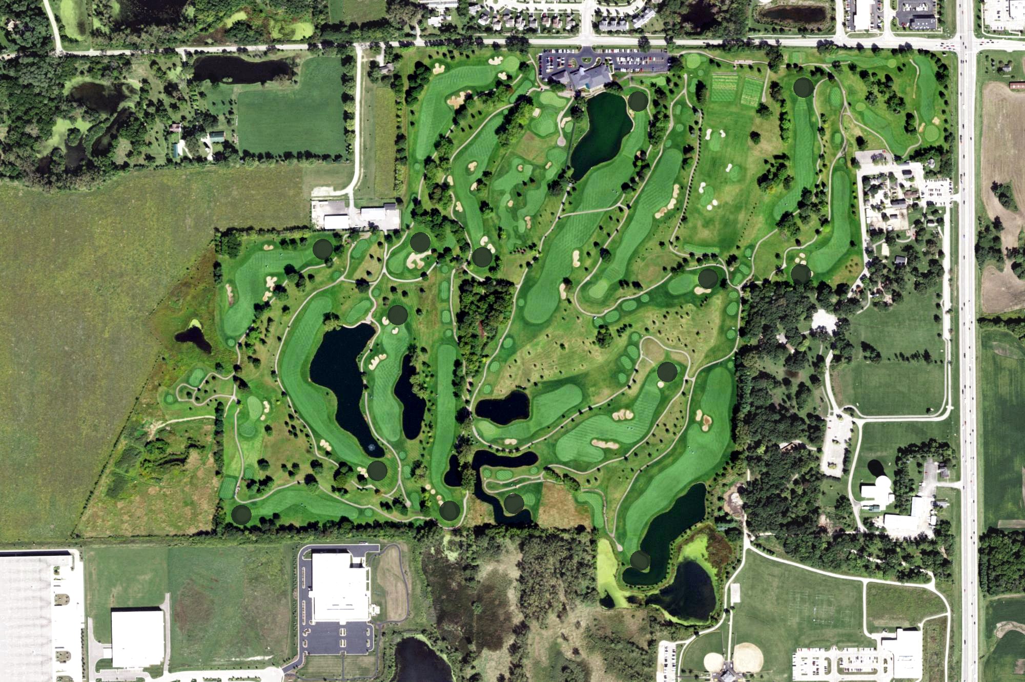 Aerial view of Randall Oaks Golf Course, IL