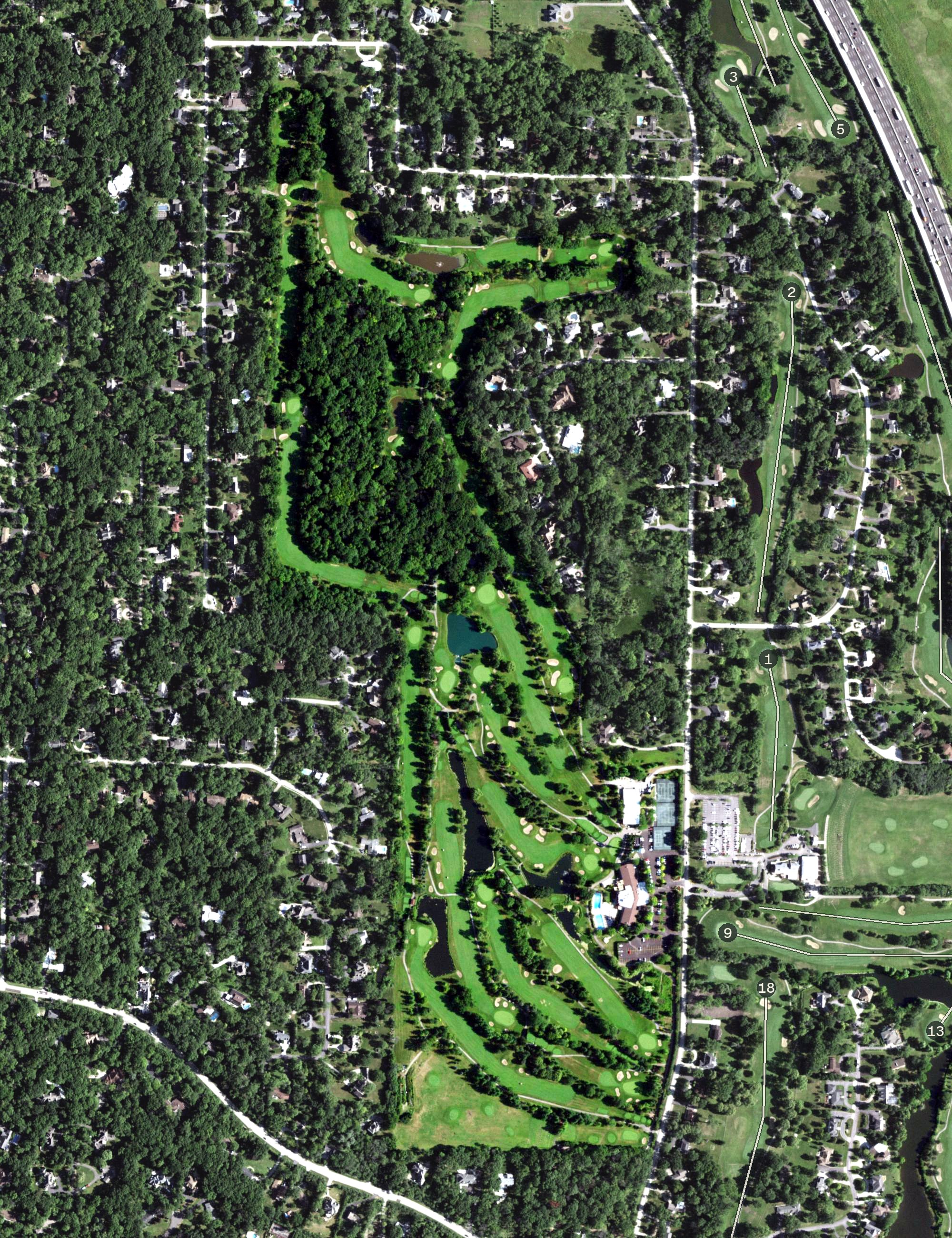 Aerial view of Ravinia Green Country Club, IL