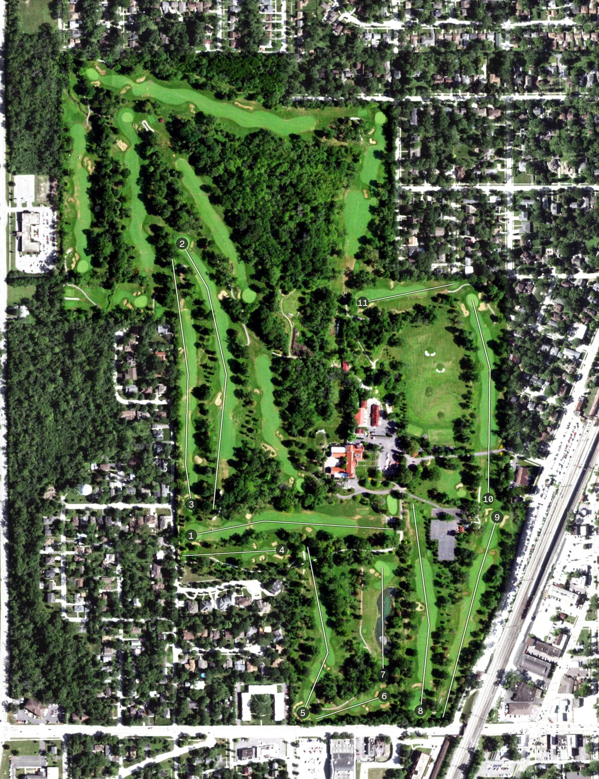 Aerial view of Ravisloe Country Club, IL
