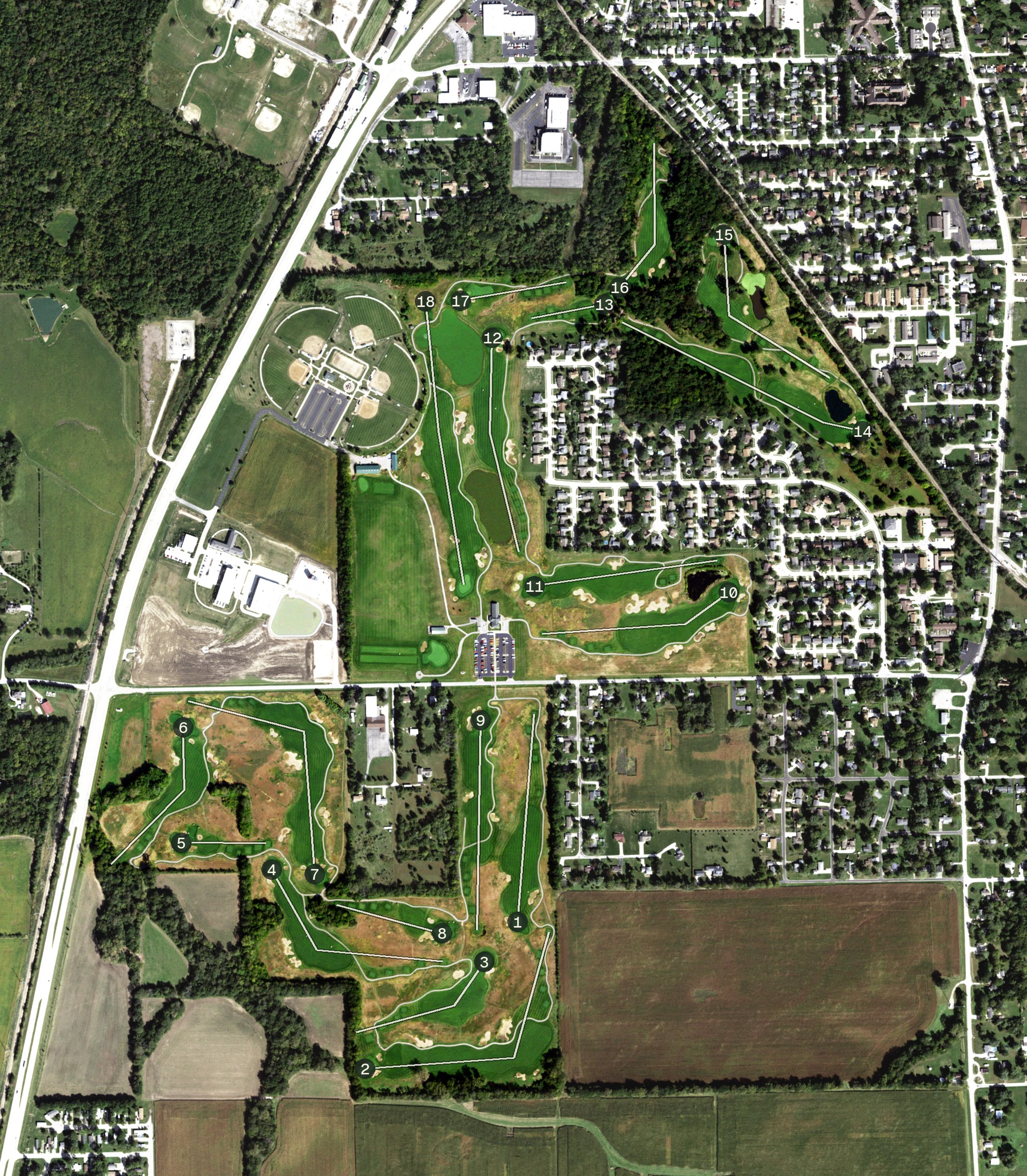 Aerial view of Red Tail Run Golf Club, IL