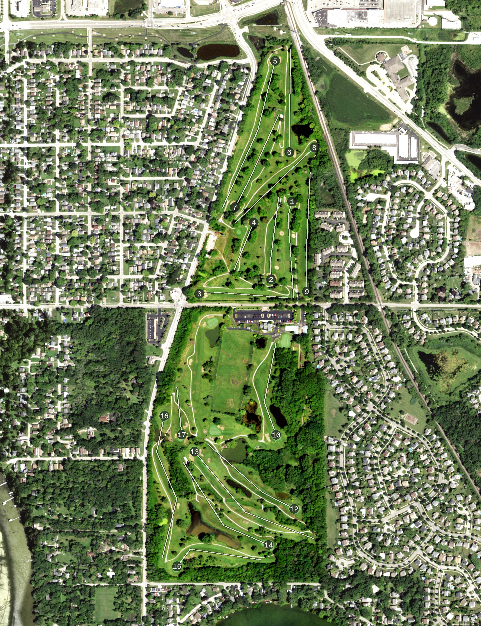 Aerial view of Renwood Golf Course, IL