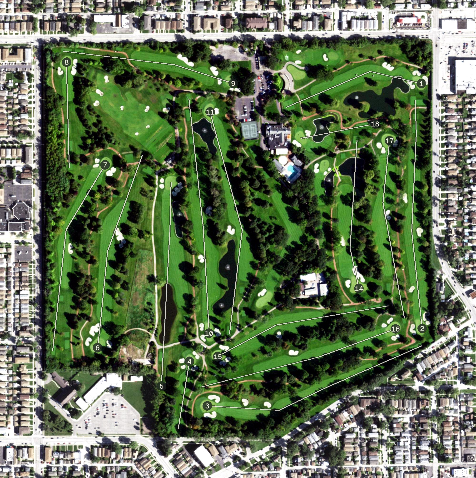 Aerial view of Ridgemoor Country Club, IL