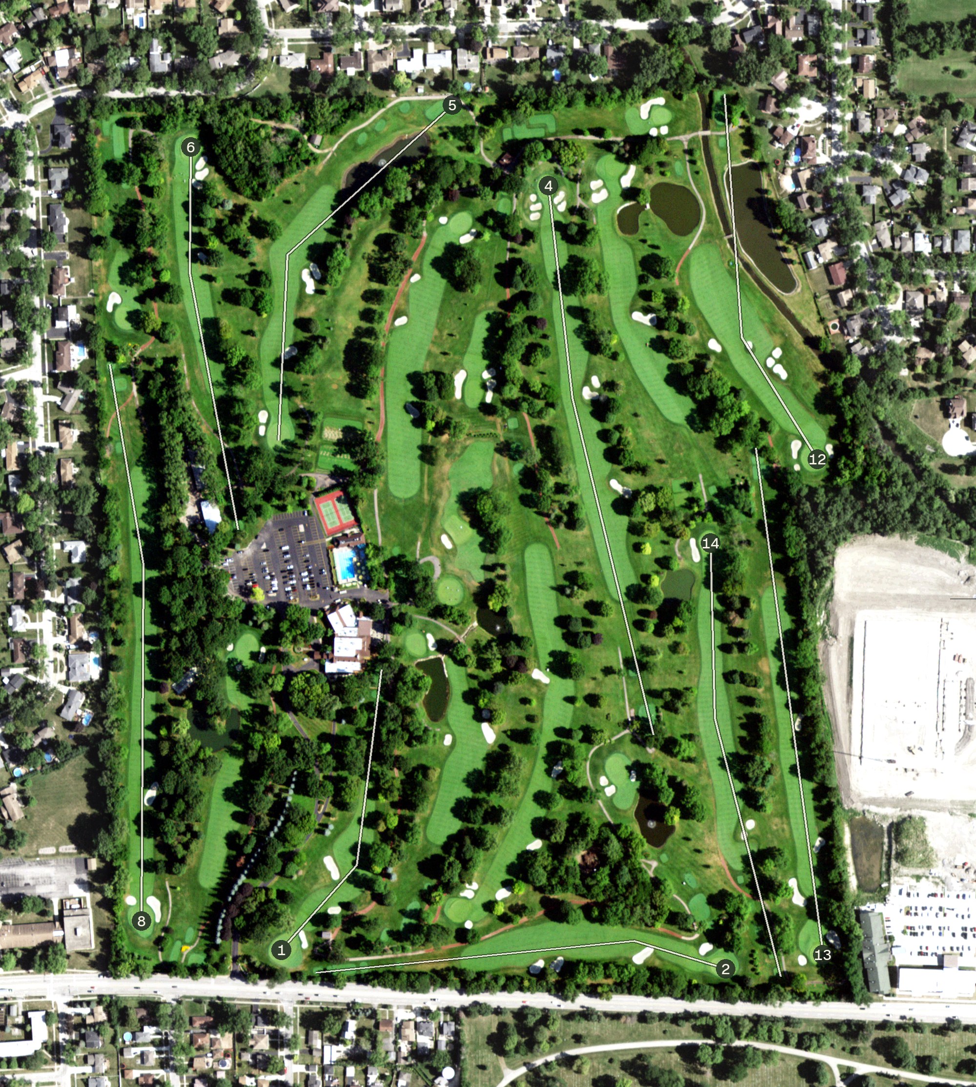 Aerial view of River Forest Country Club, IL