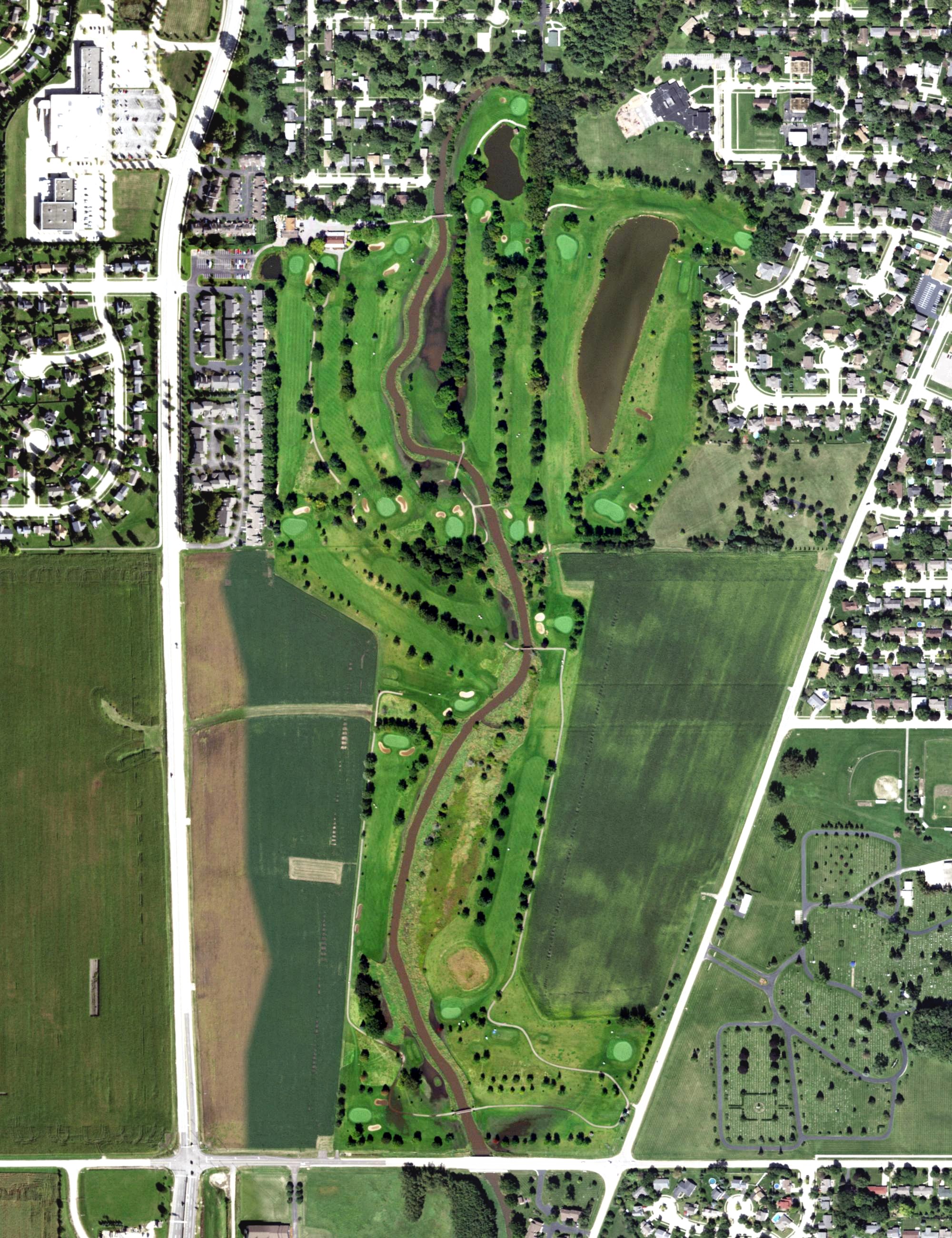 Aerial view of River Heights Golf Course, IL