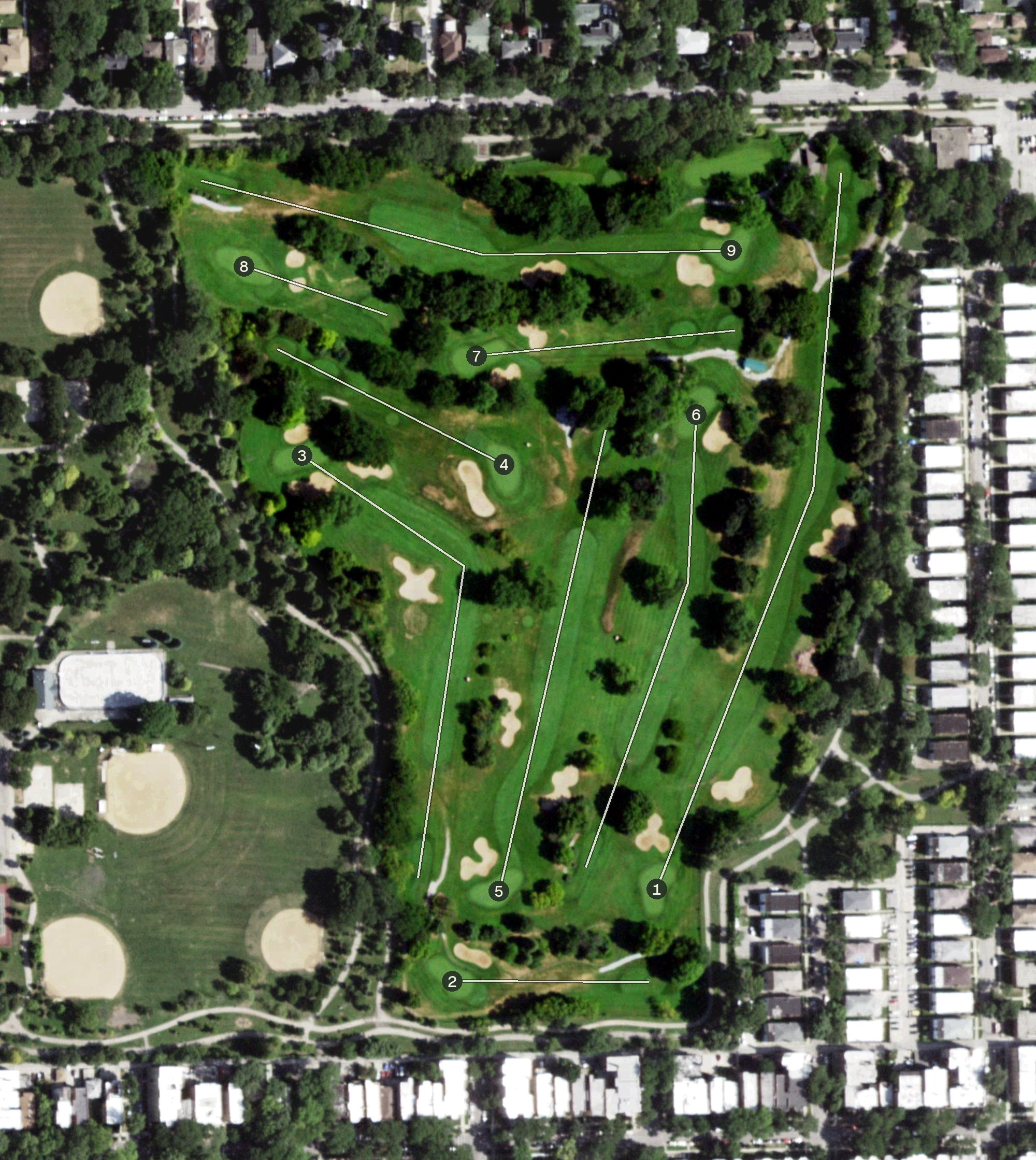 Aerial view of Robert A. Black Golf Course, IL