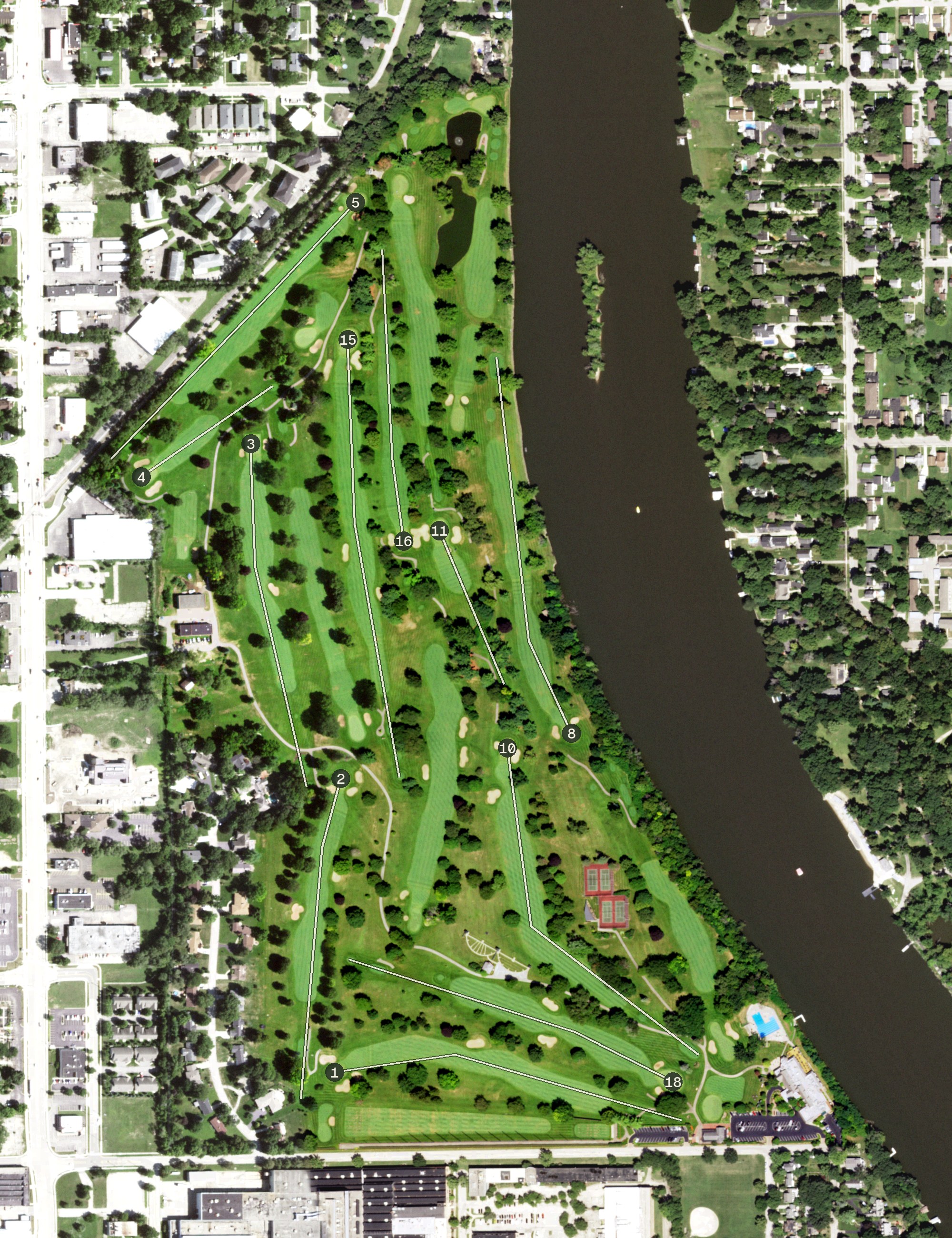 Aerial view of Rockford Country Club, IL
