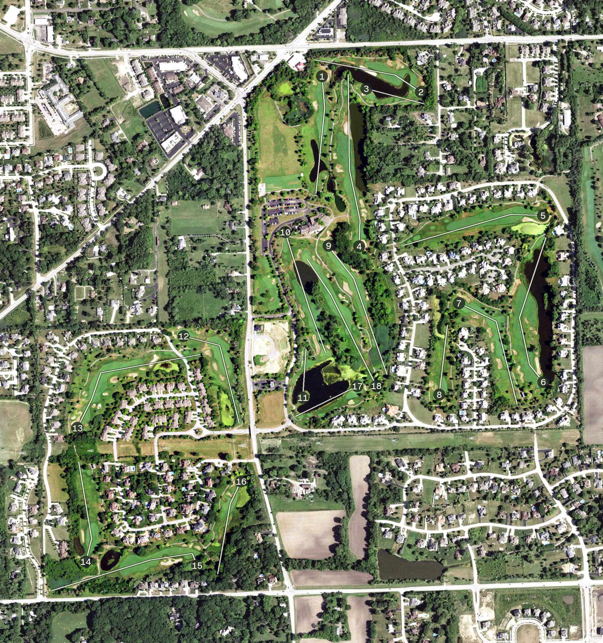 Aerial view of Ruffled Feathers Golf Community, IL