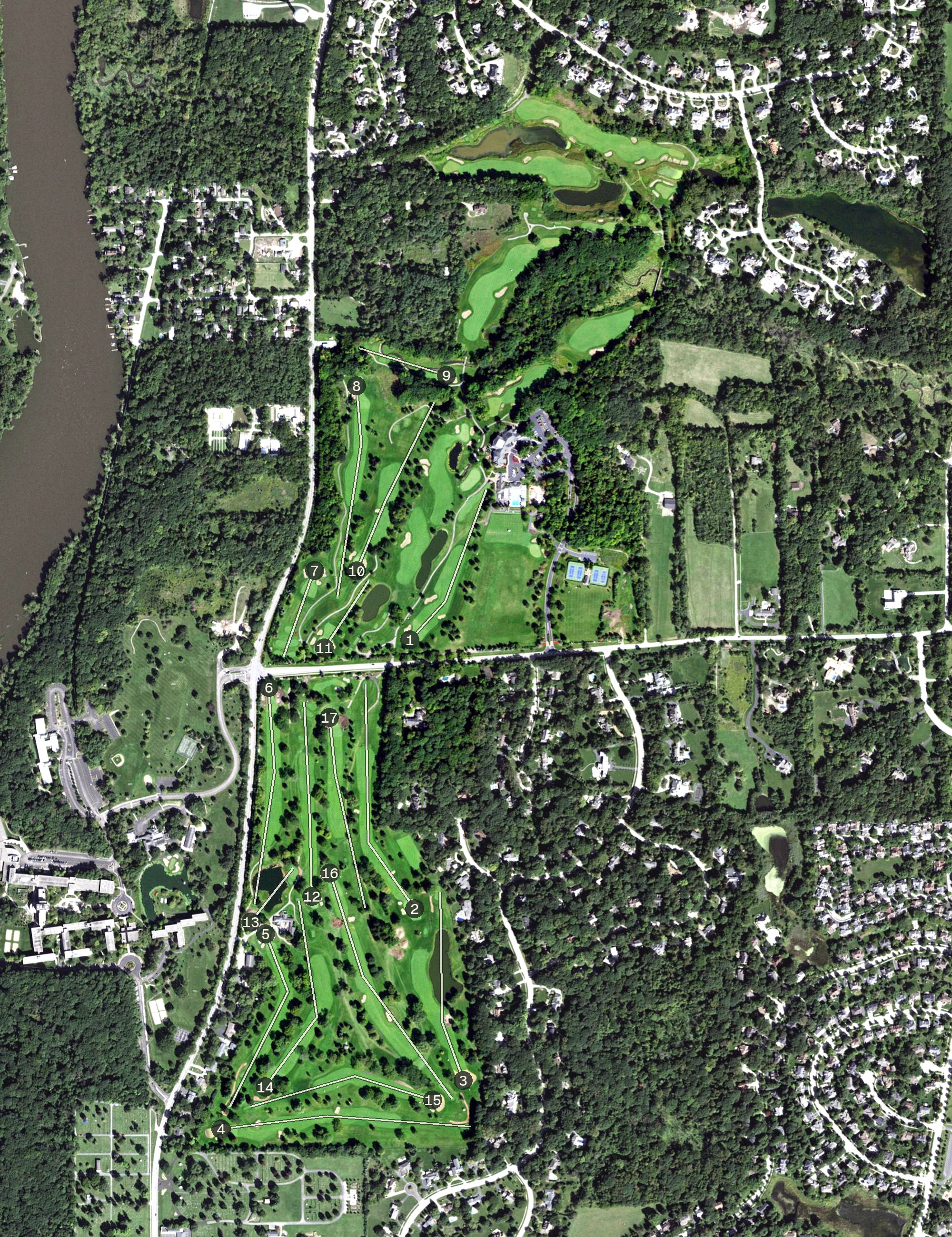 Aerial view of Saint Charles Country Club, IL