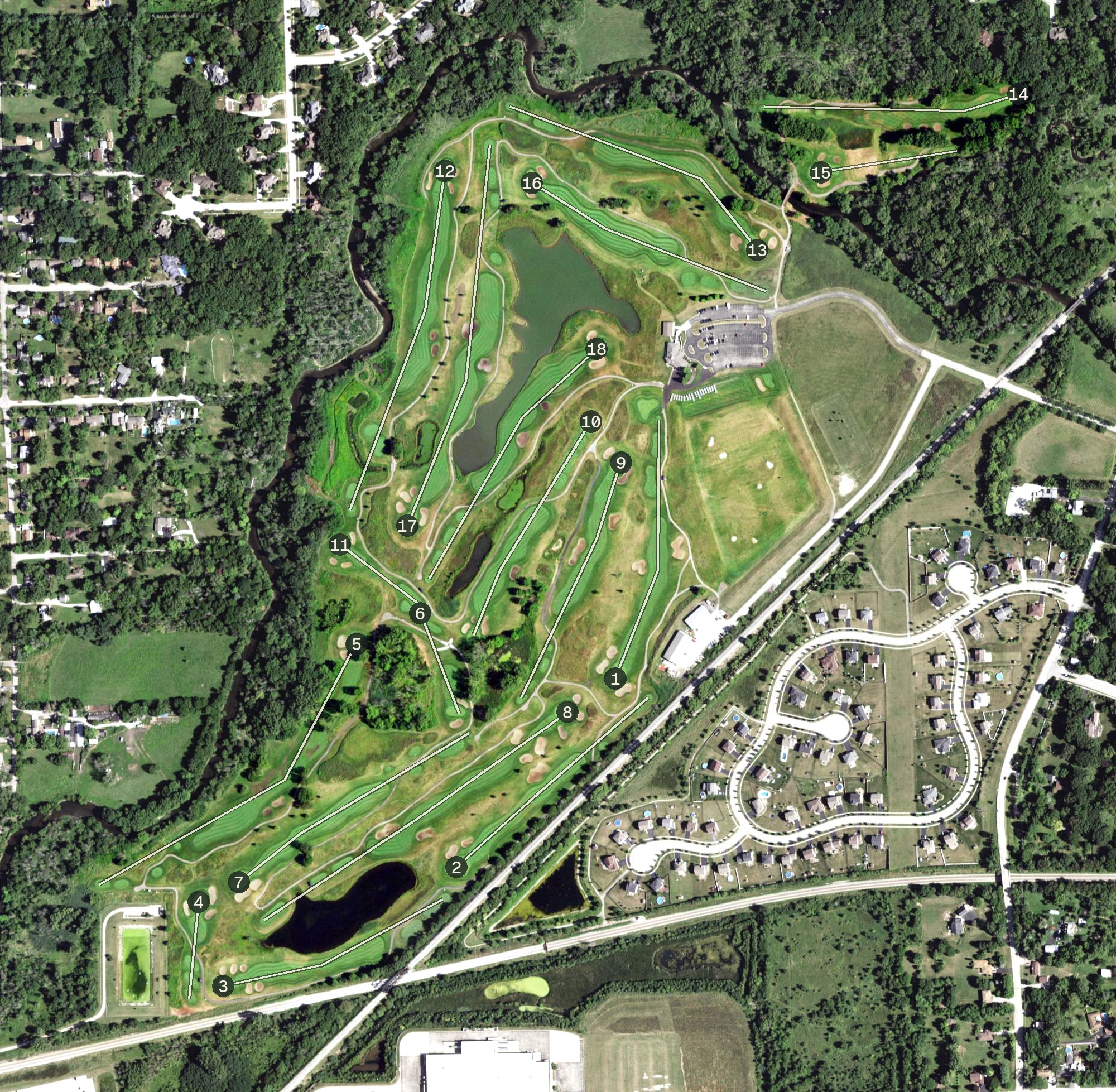 Aerial view of Sanctuary Golf Course, IL