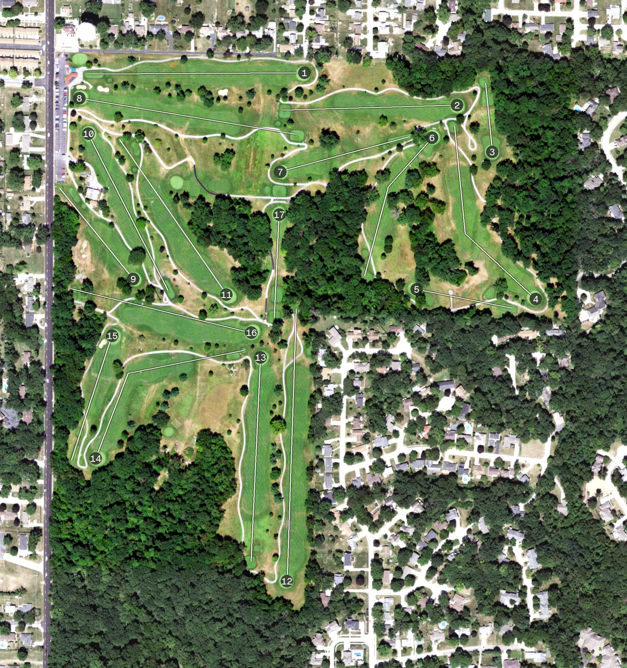 Aerial view of Saukie Golf Course, IL