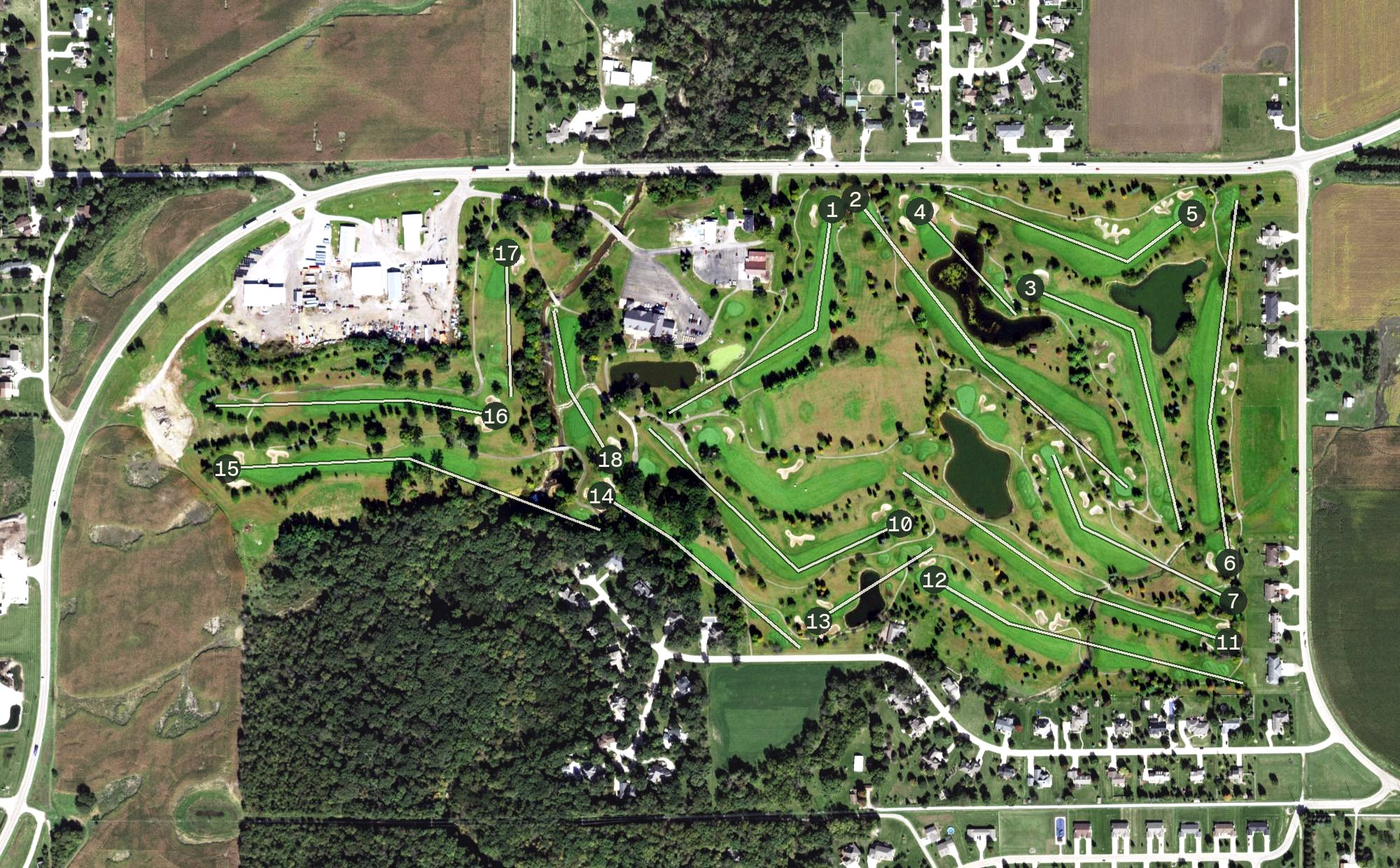 Aerial view of Senica's Oak Ridge Golf Club, IL