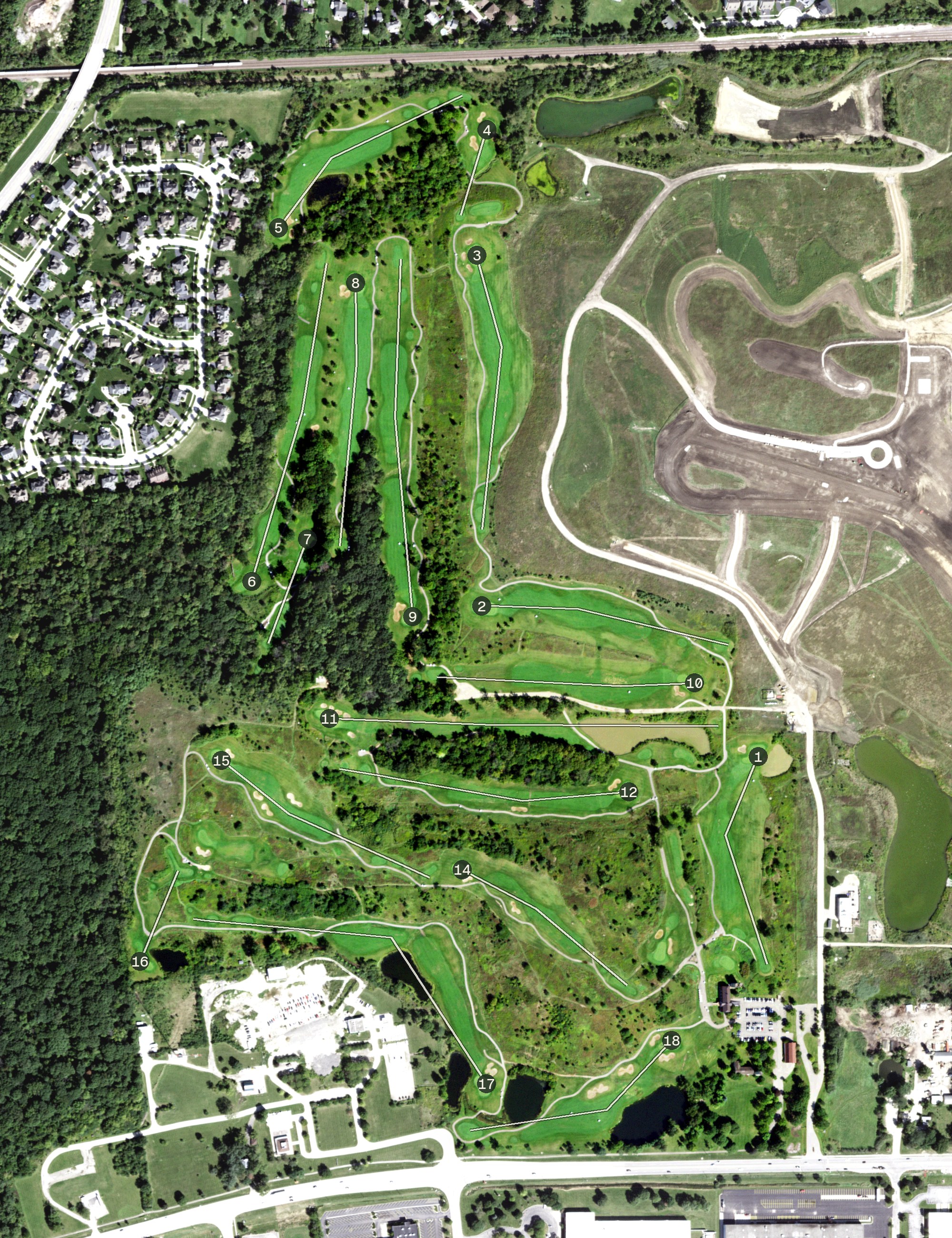 Aerial view of Settler's Hill Golf Course, IL