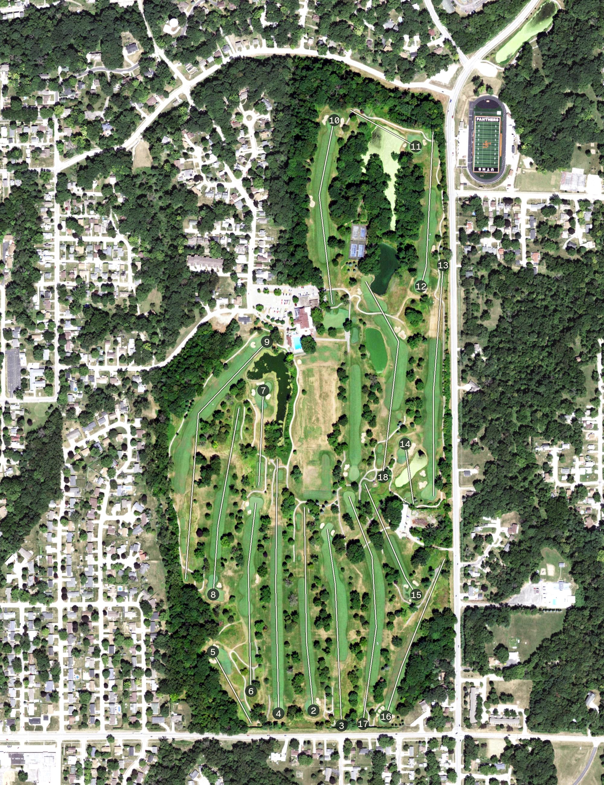 Aerial view of Short Hills Country Club, IL