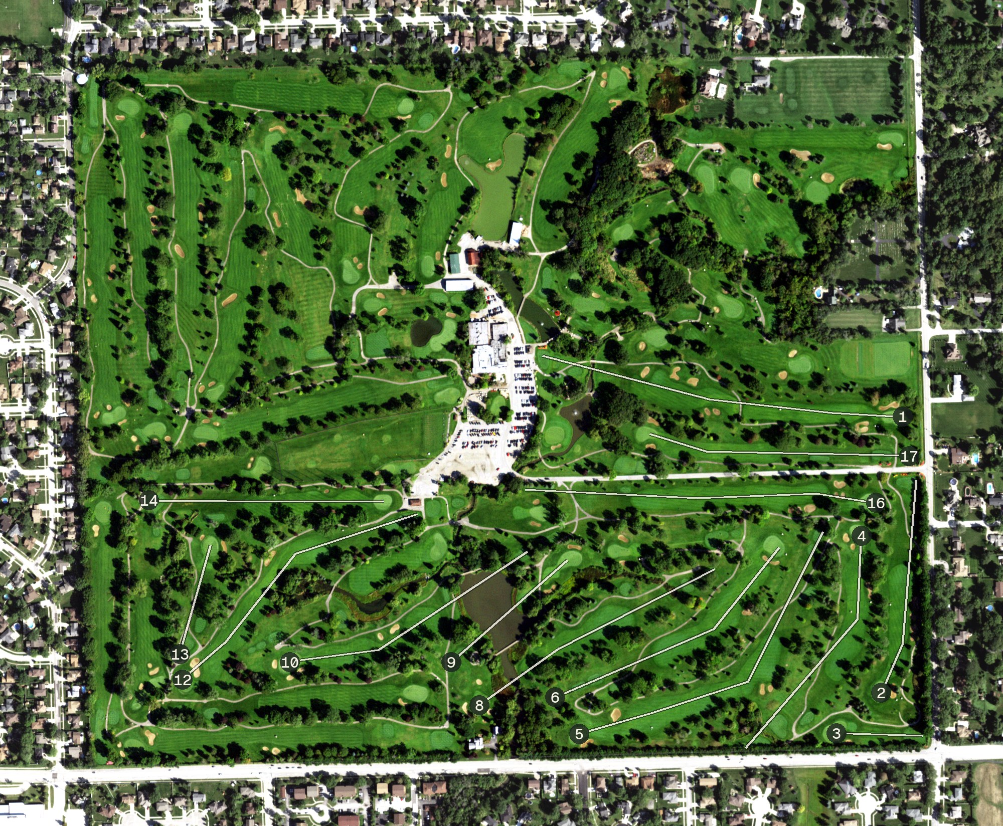 Aerial view of Silver Lake Country Club, IL