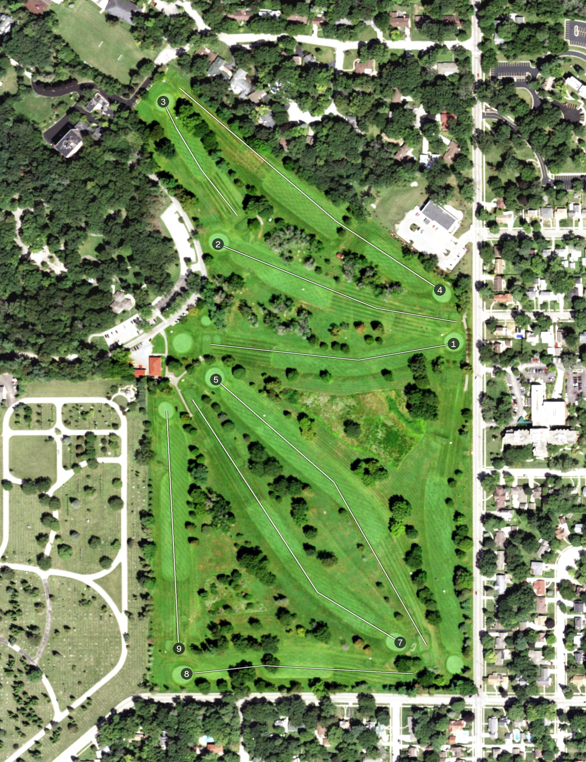 Aerial view of Sinnissippi Golf Course, IL