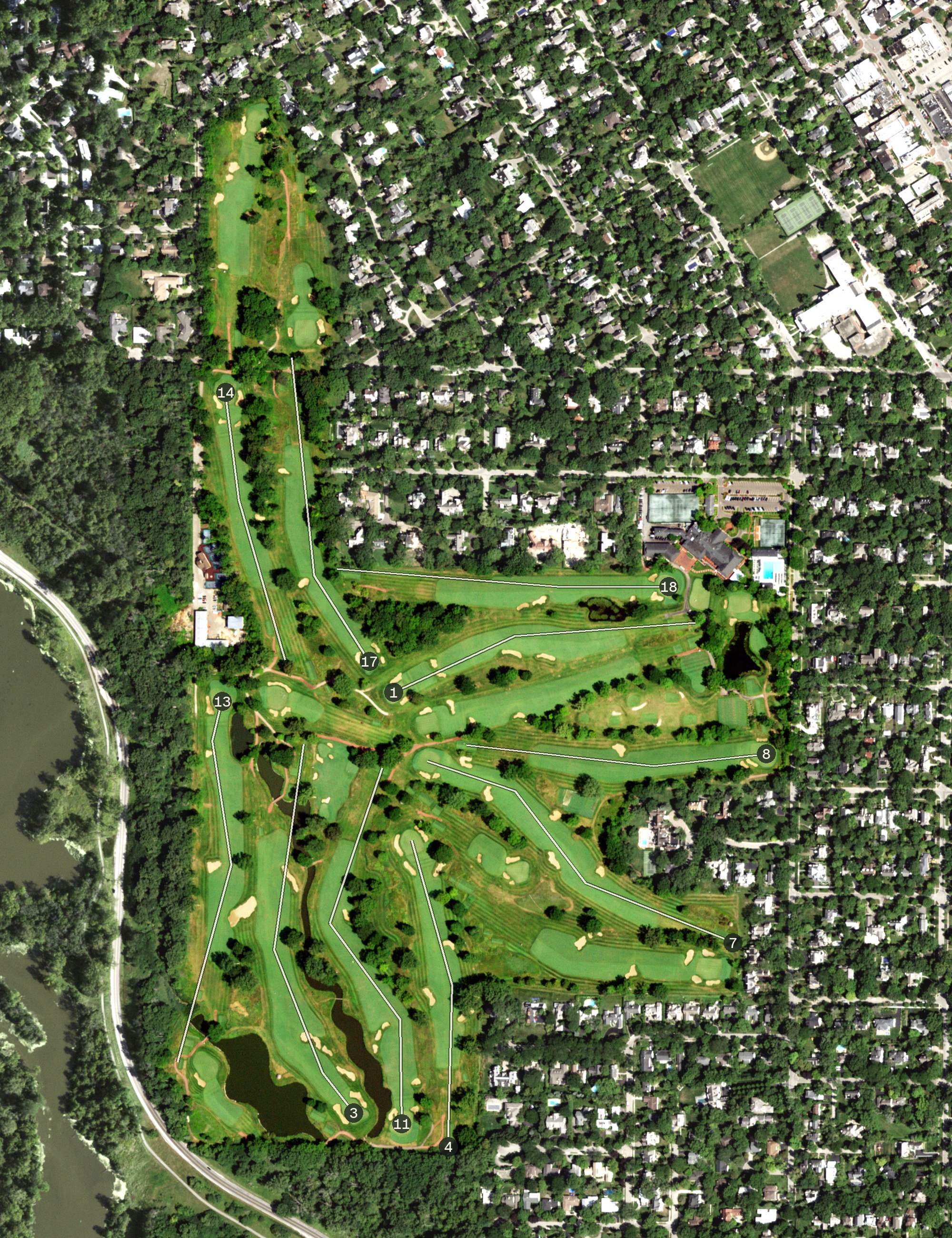 Aerial view of Skokie Country Club, IL