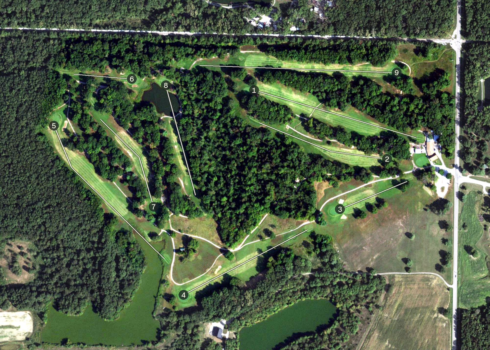 Aerial view of Southwestern Lakes Golf Course, IL