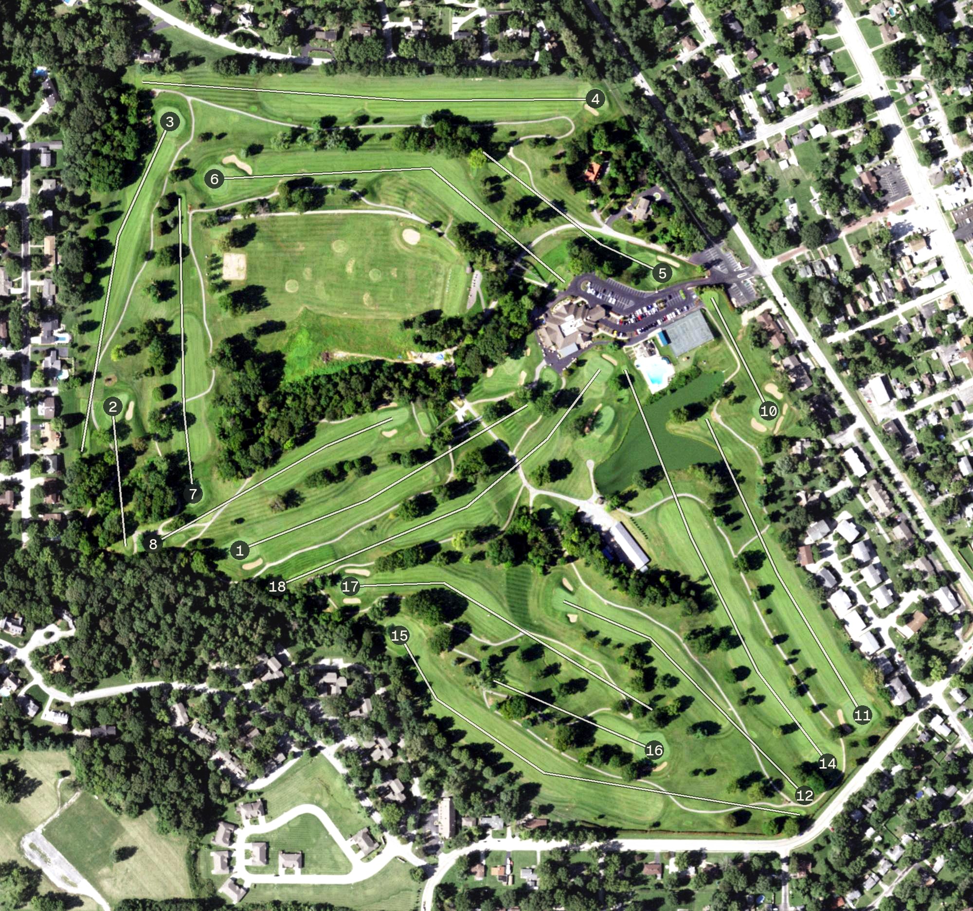 Aerial view of St. Clair Country Club, IL