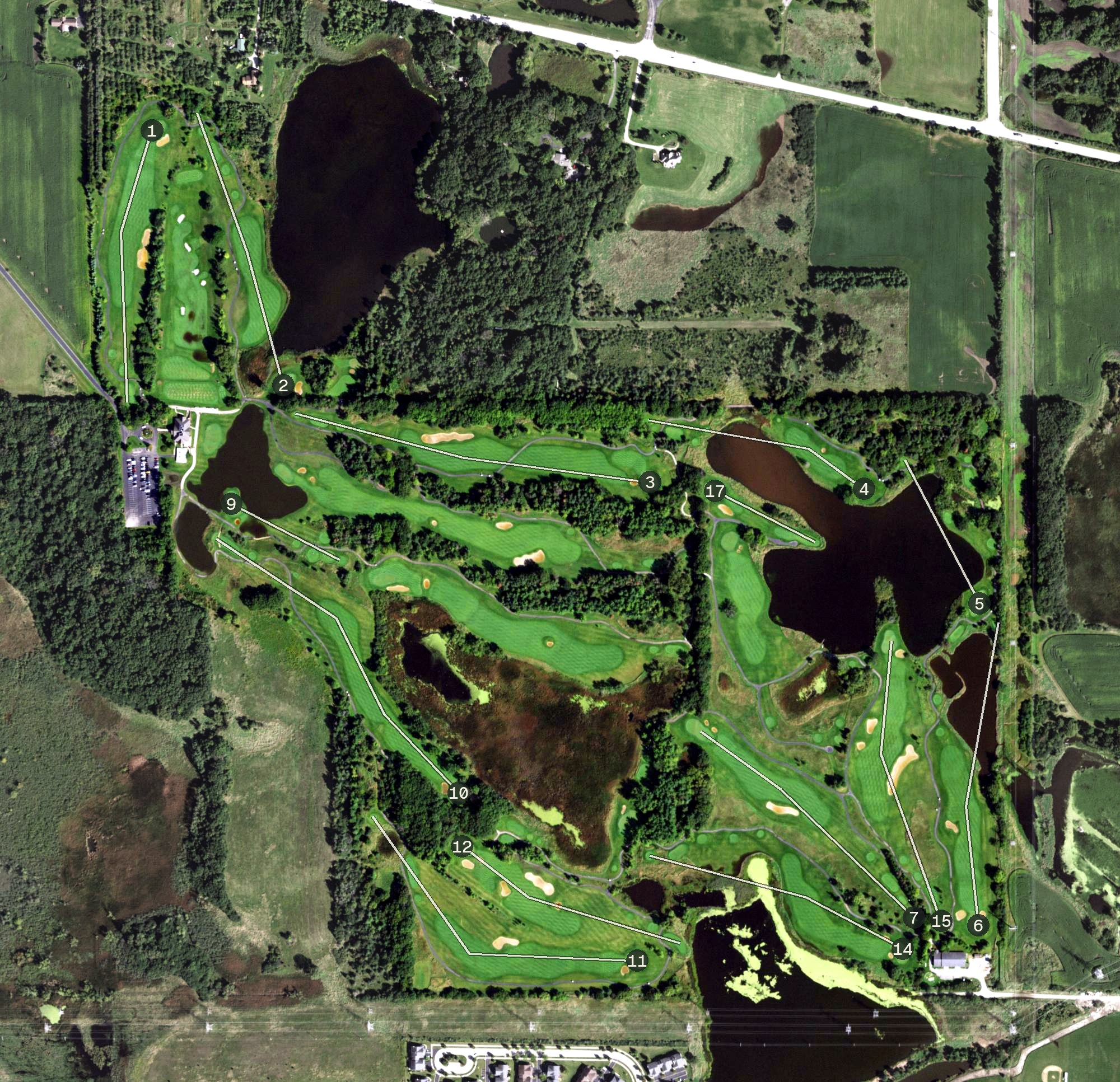 Aerial view of Stonewall Orchard Golf Club, IL