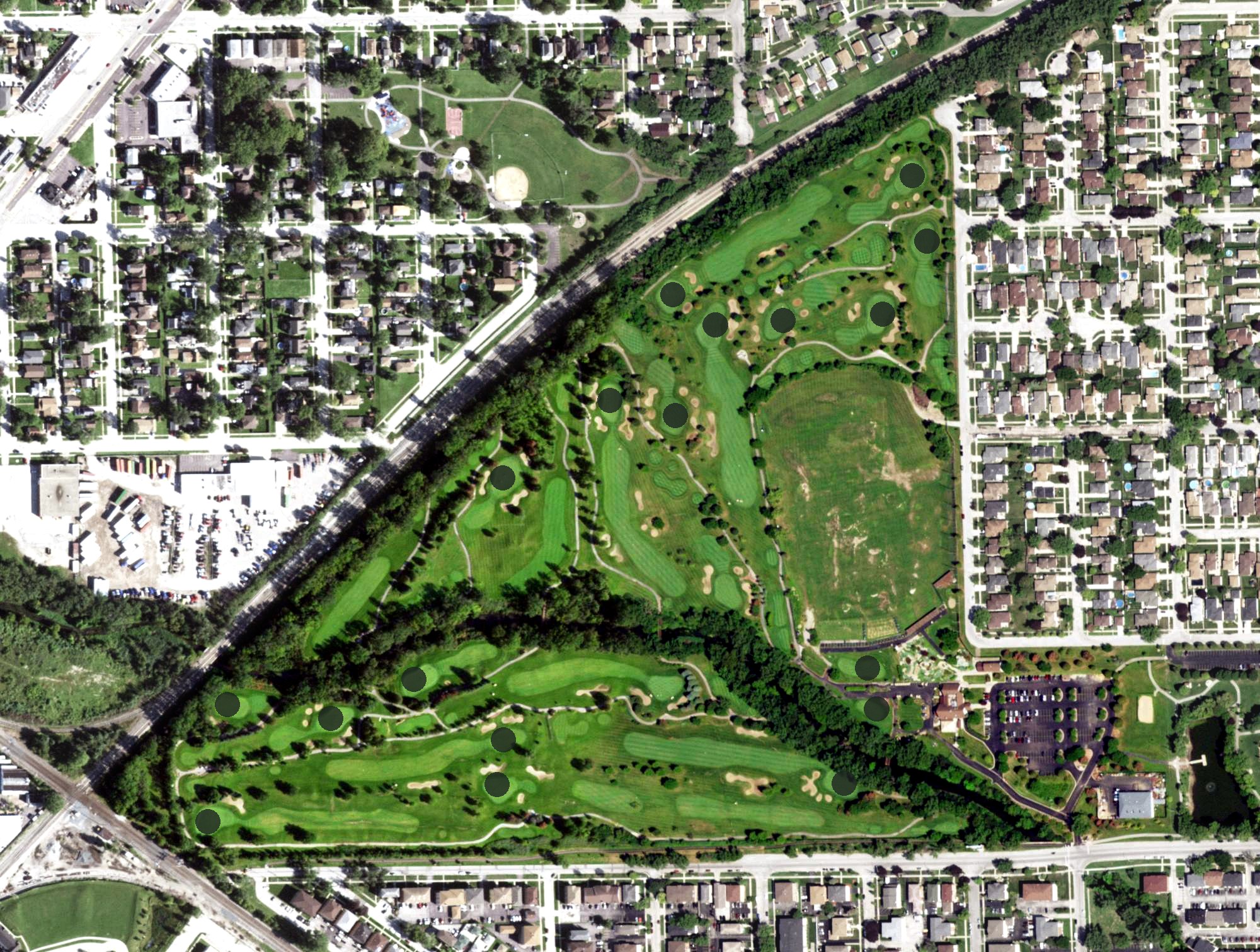 Aerial view of Stony Creek Golf Course, IL