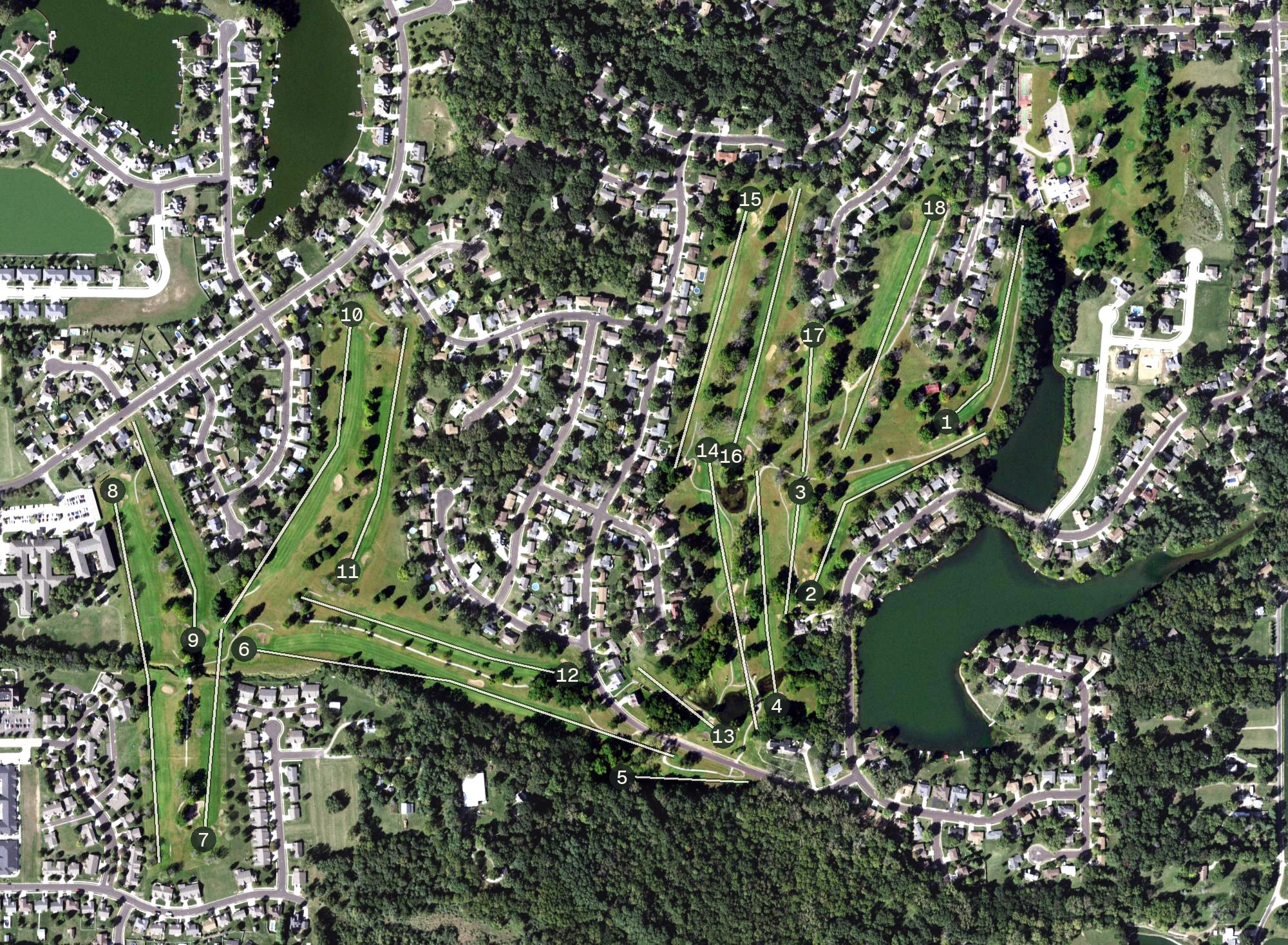 Aerial view of Sunset Hills Golf Club, IL