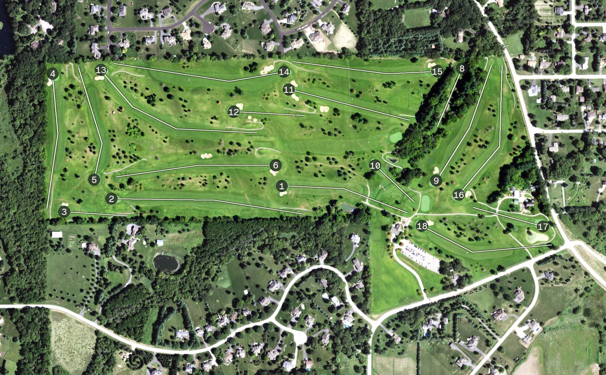 Aerial view of Swan Hills Golf Course, IL