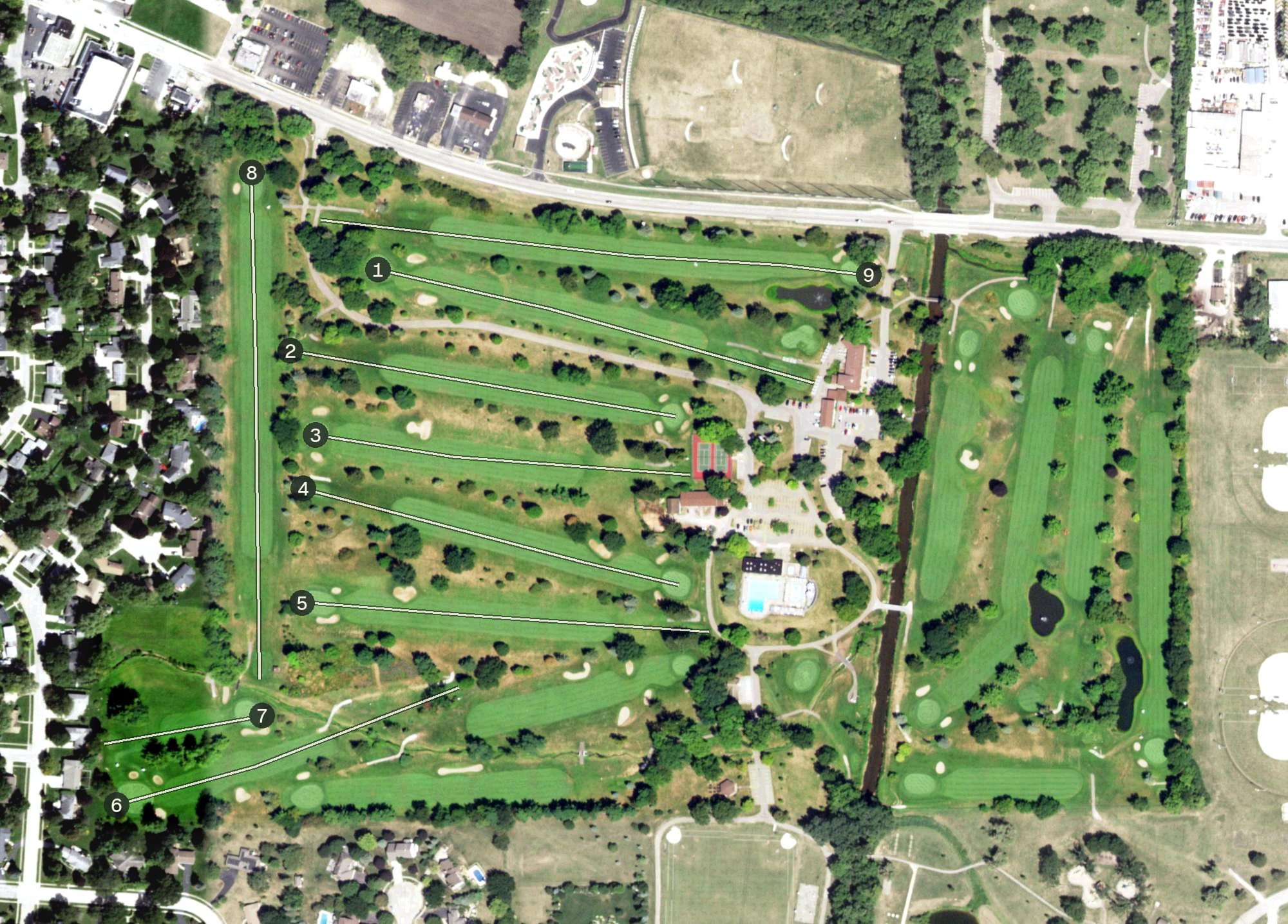 Aerial view of Sycamore Golf Club, IL