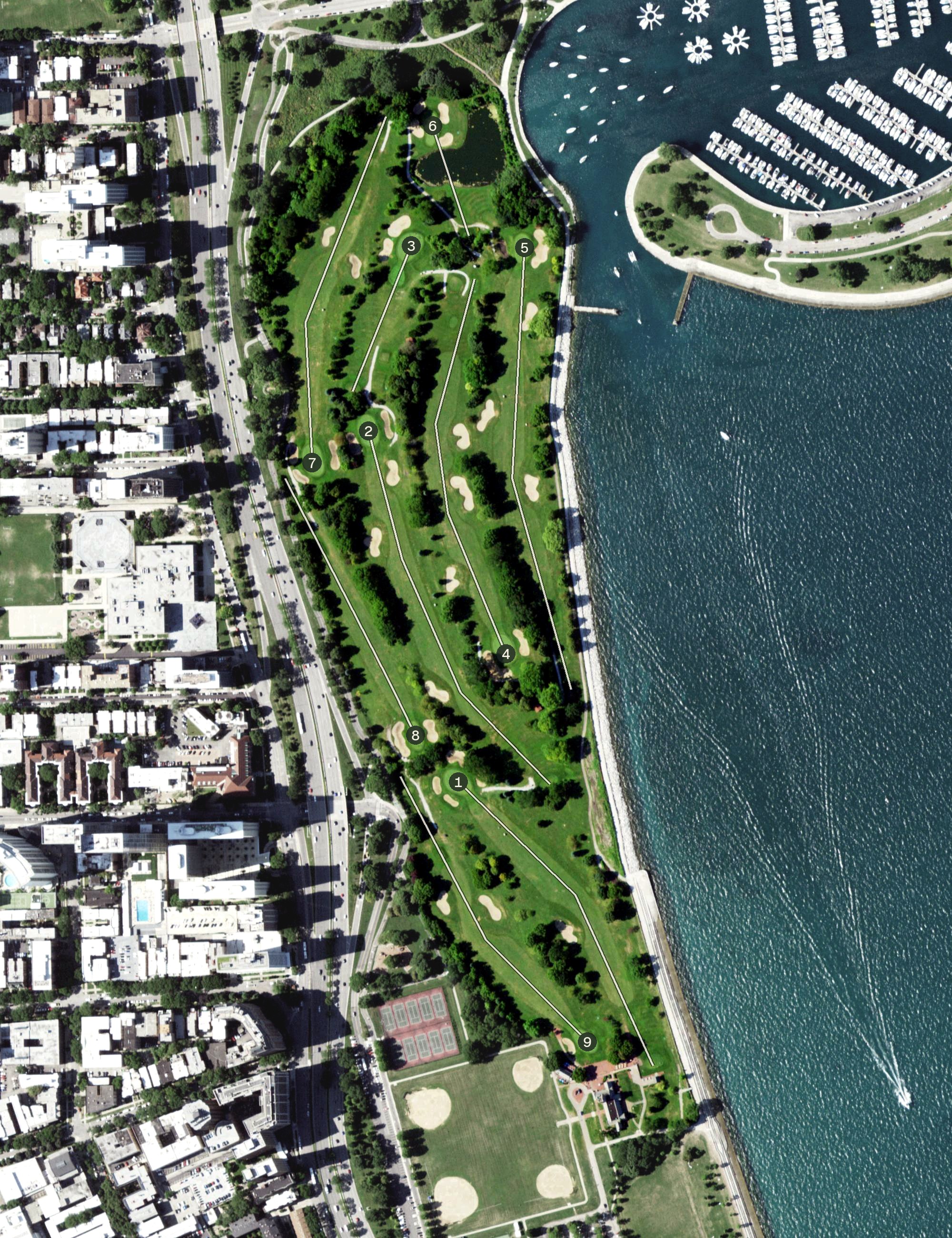 Aerial view of Sydney R. Marovitz Golf Course, IL