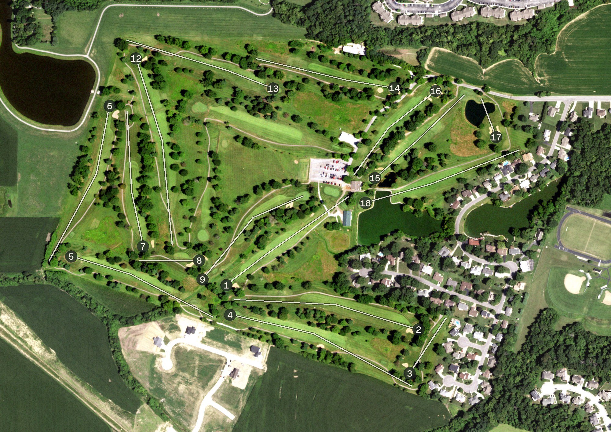 Aerial view of Tamarack Golf Club, IL