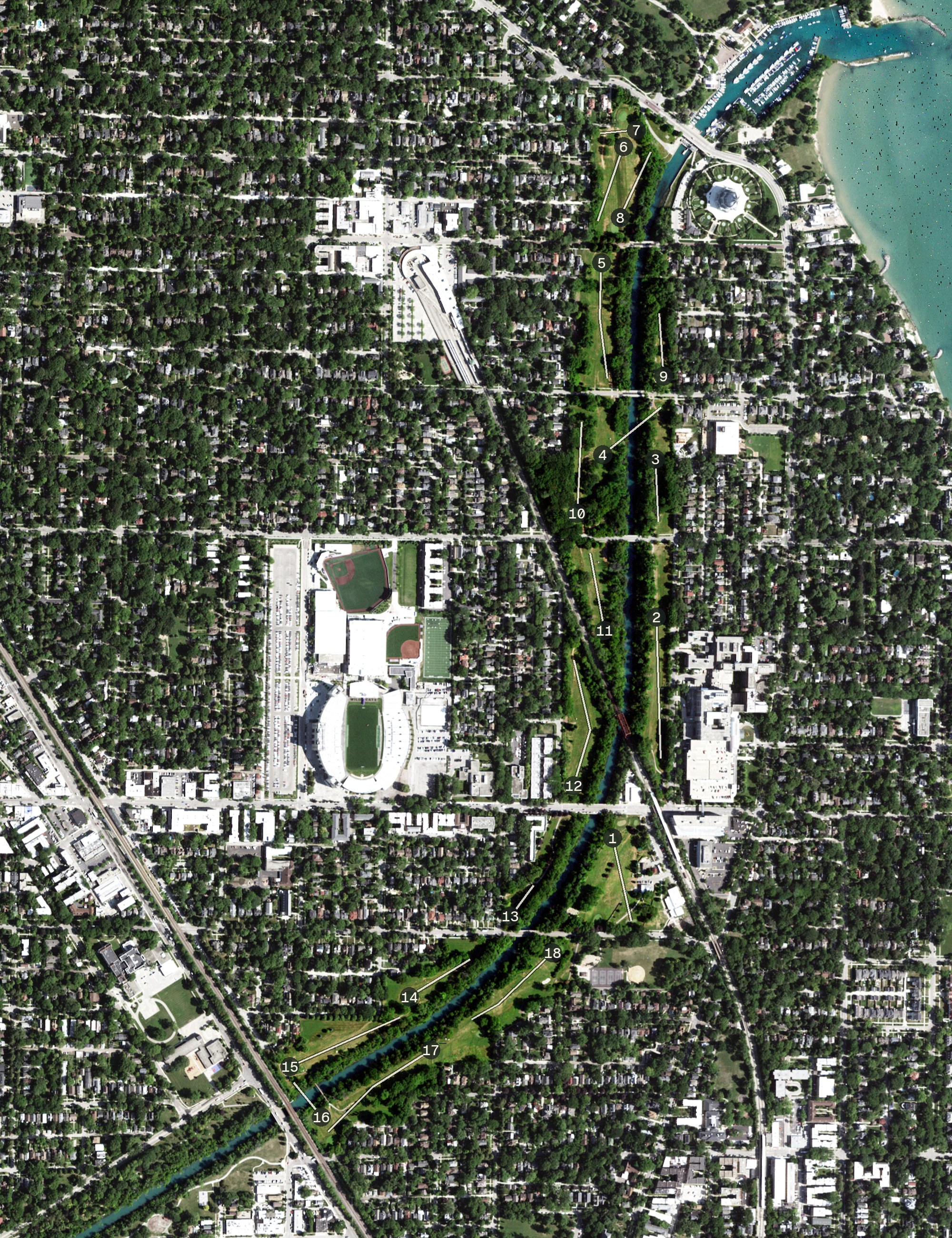 Aerial view of The Evans at Canal Shores, IL
