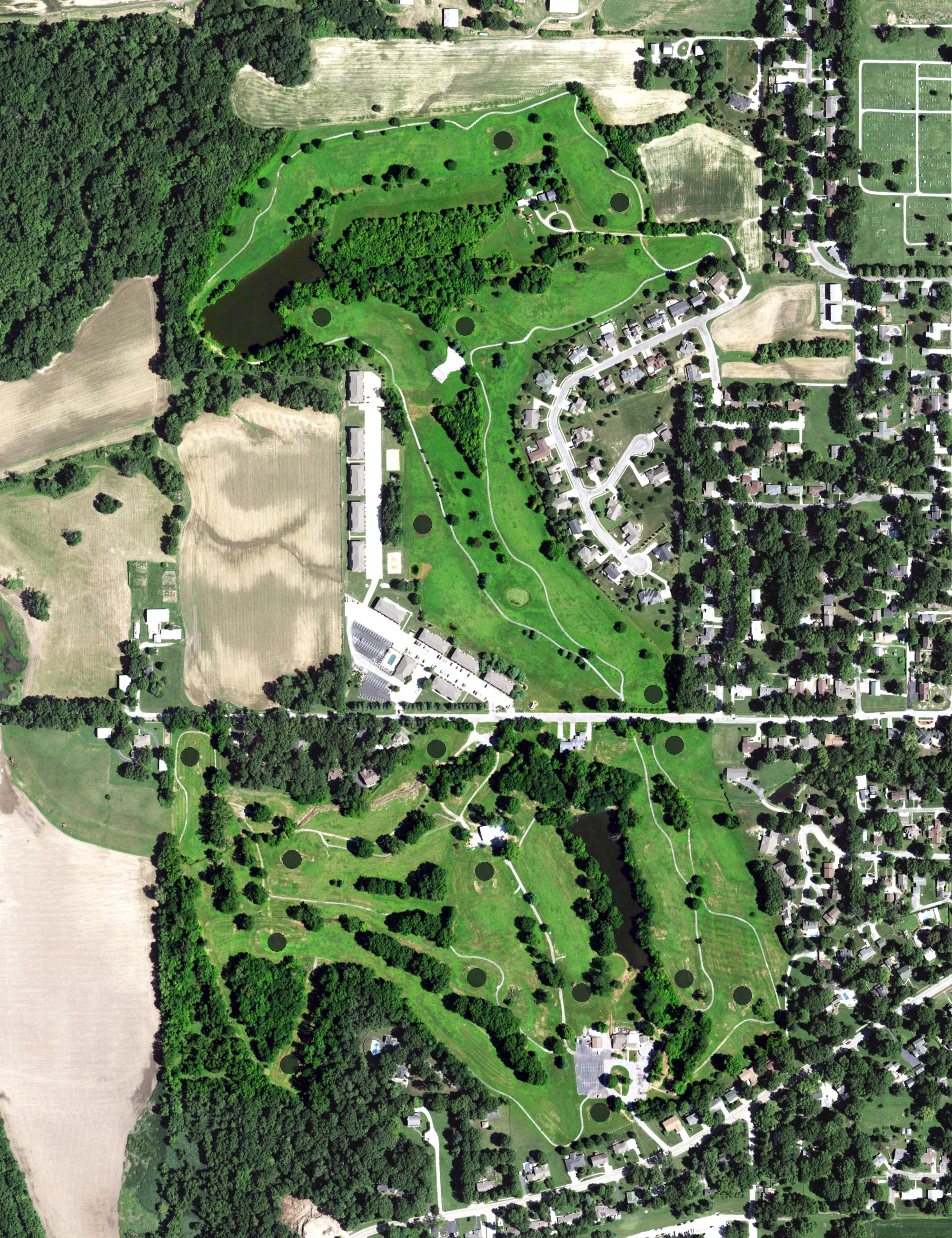 Aerial view of The Hills Golf Club at McKendree University, IL