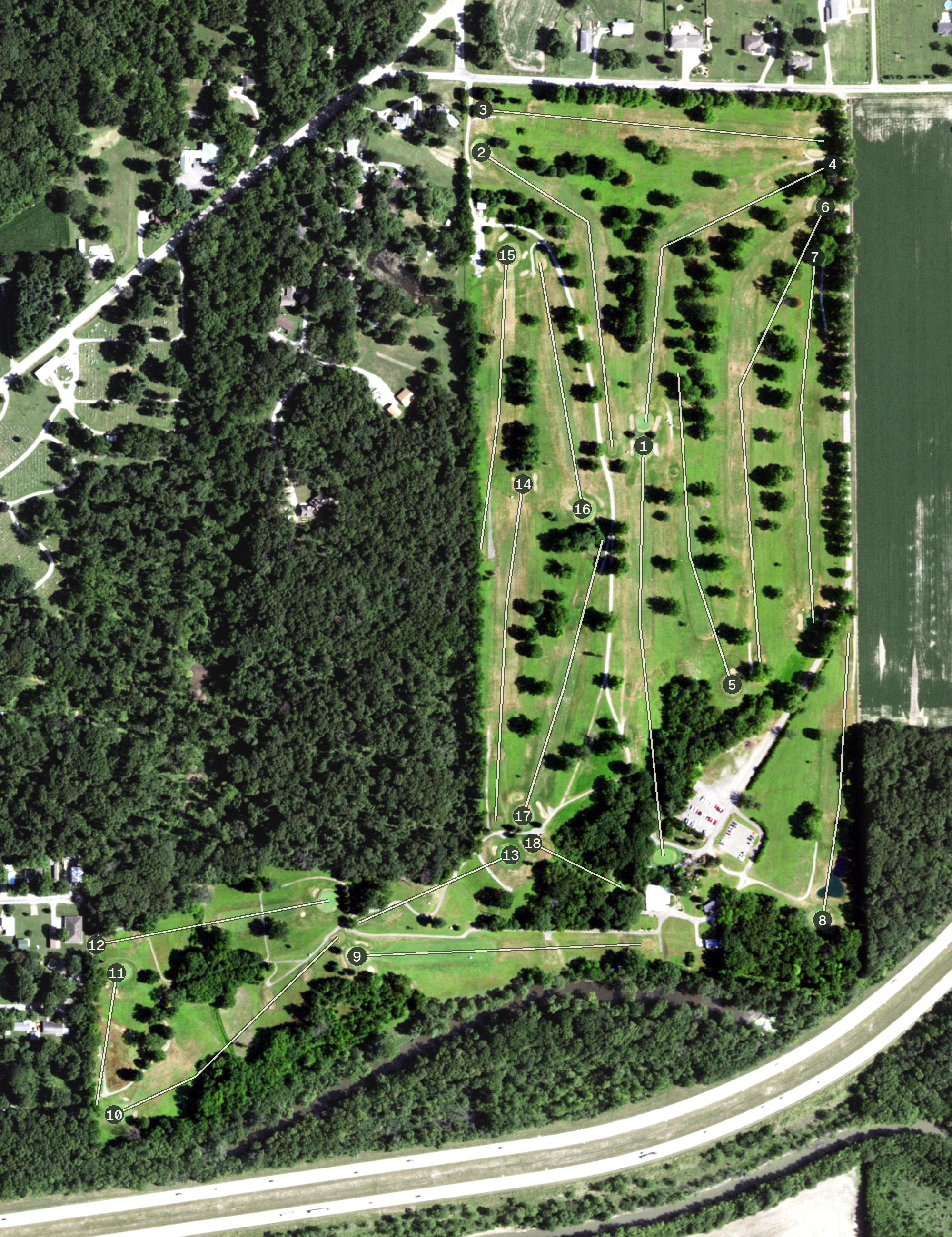Aerial view of The Oaks Golf Course, IL