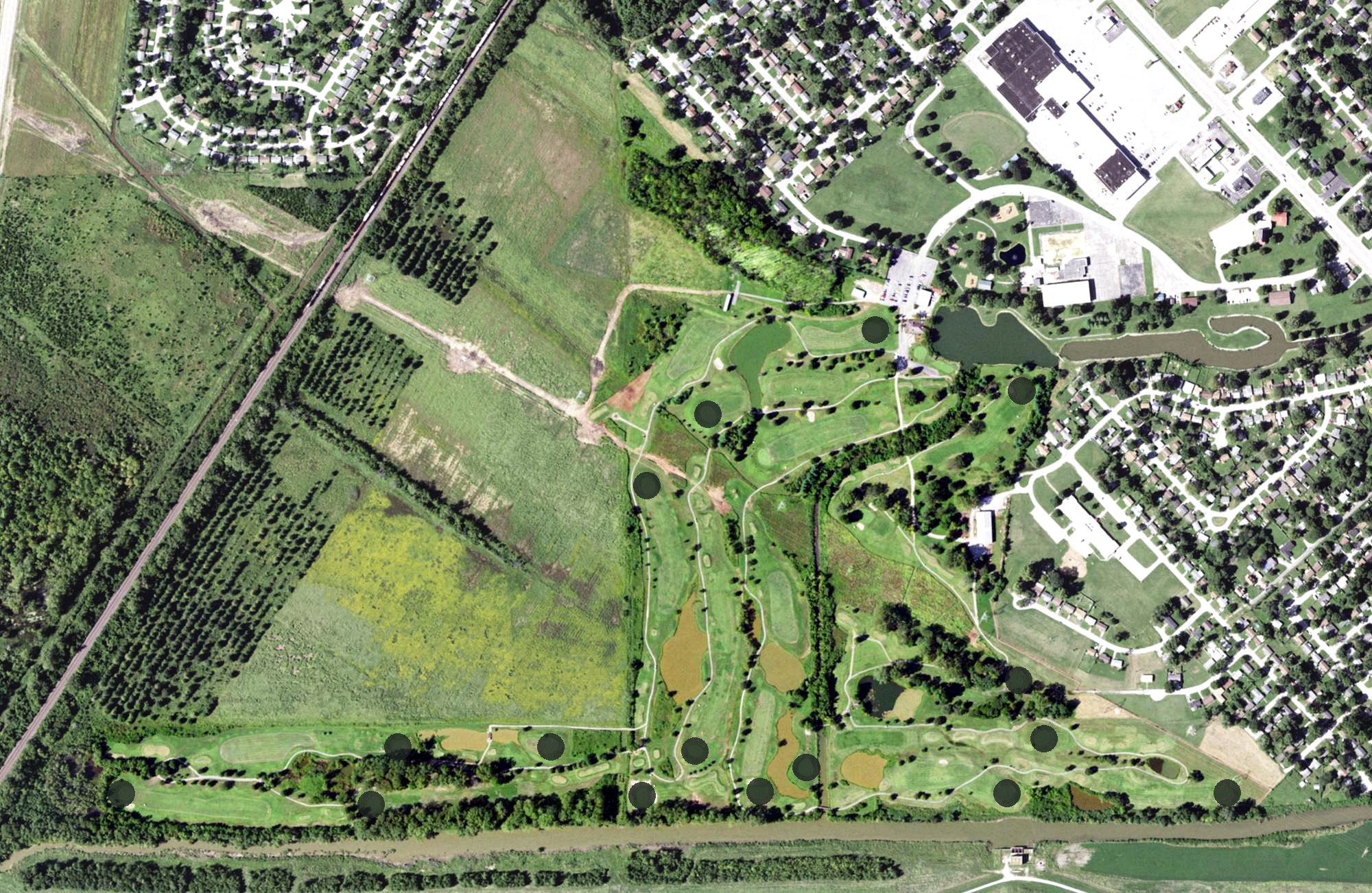Aerial view of The Prairies Golf Course, IL