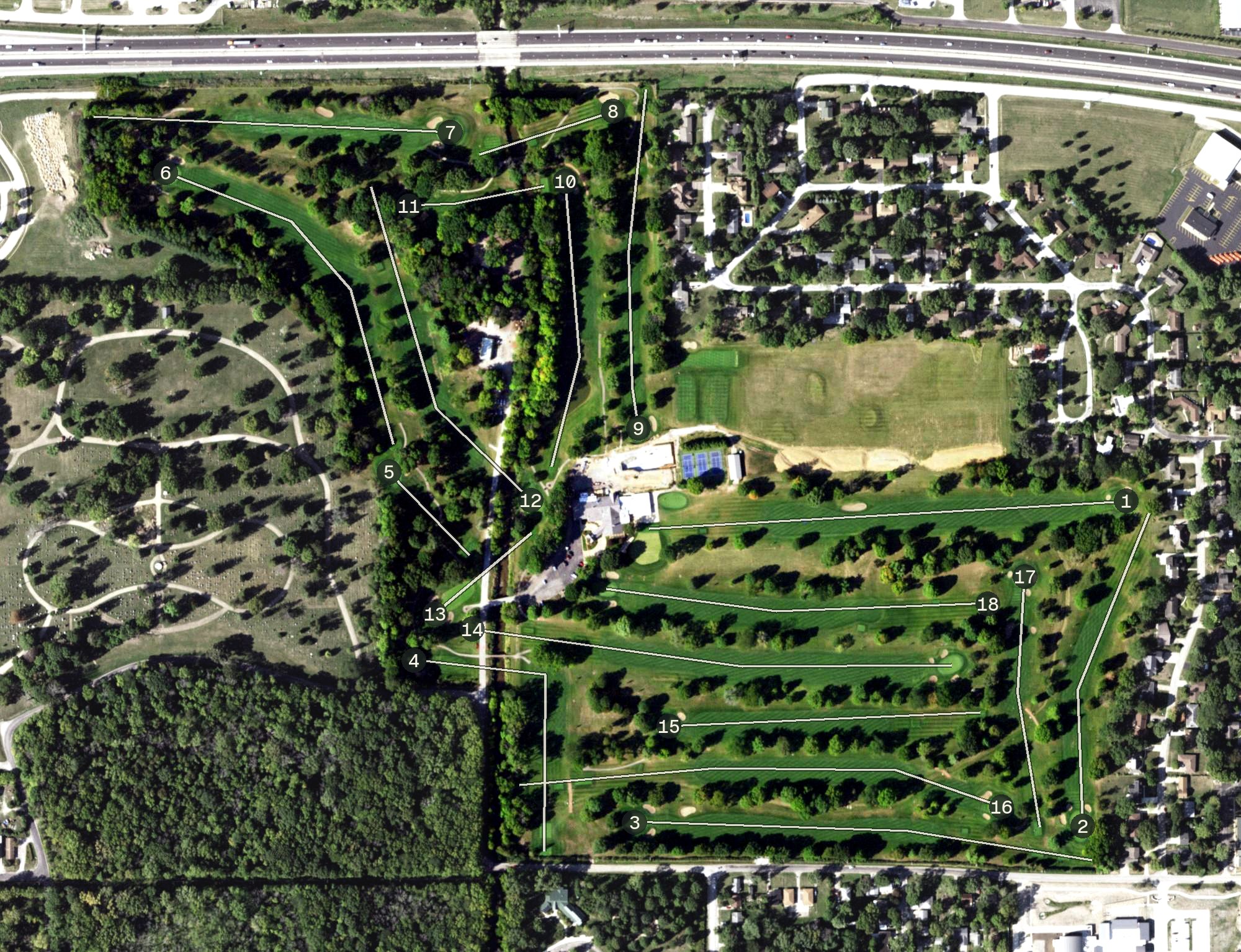 Aerial view of Urbana Country Club, IL